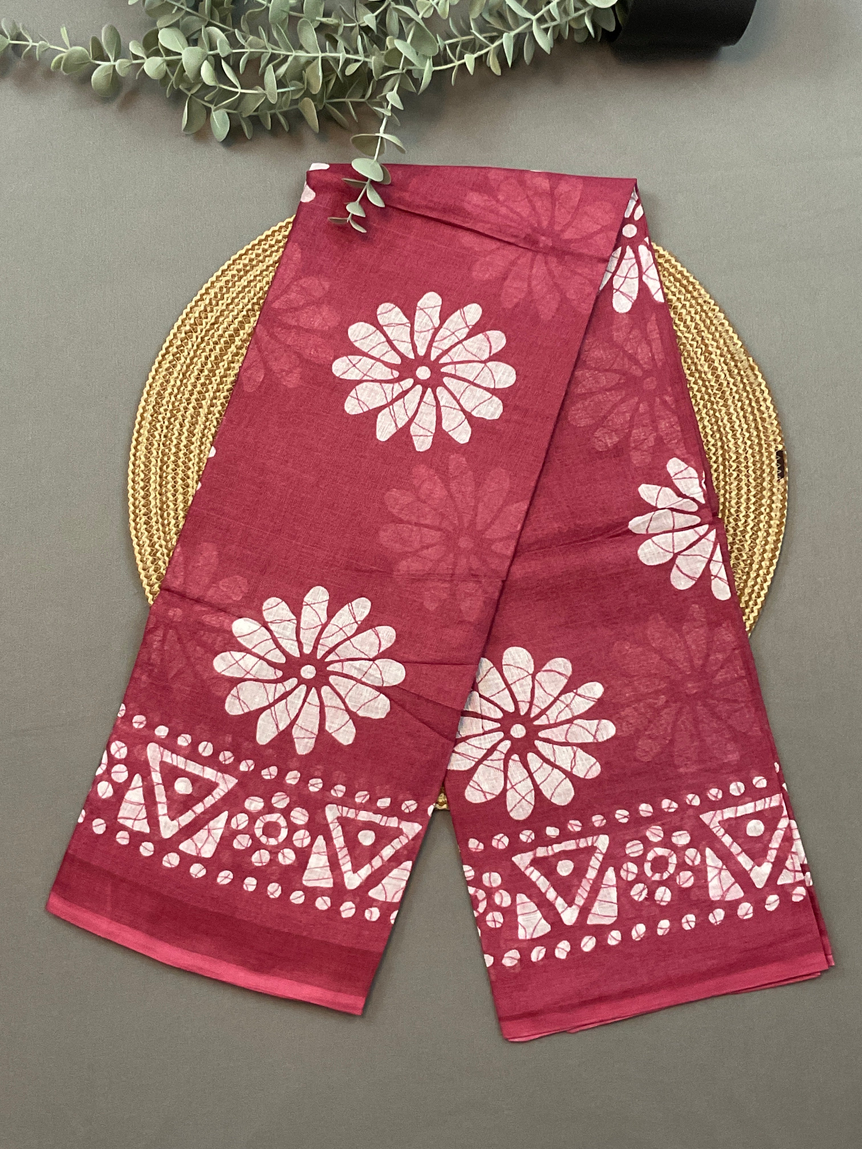 Baby Pink Hand Batik Print Cotton Dress Material – Unstitched 3-Piece Suit