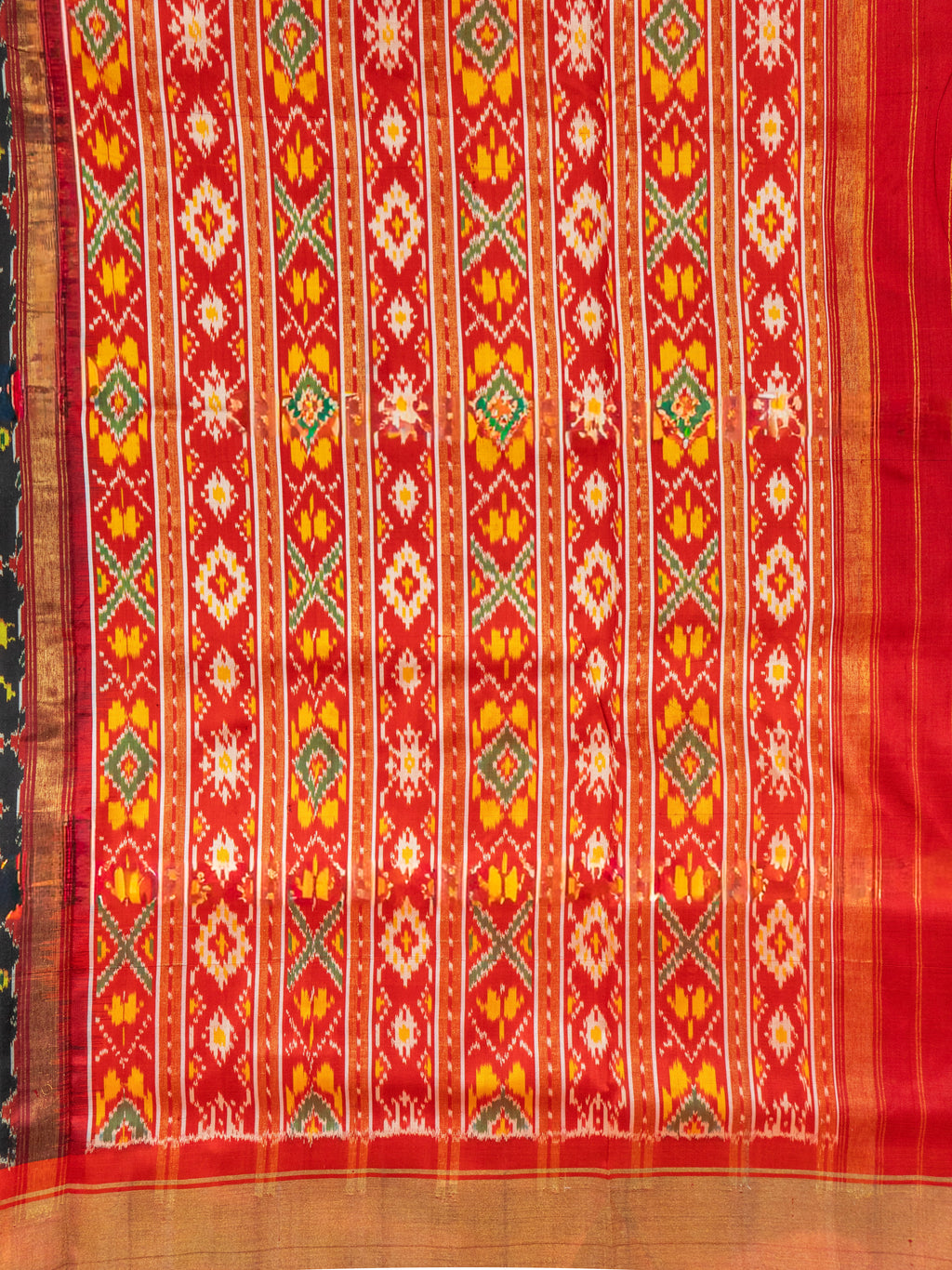 Black Pochampally Ikat Silk Saree