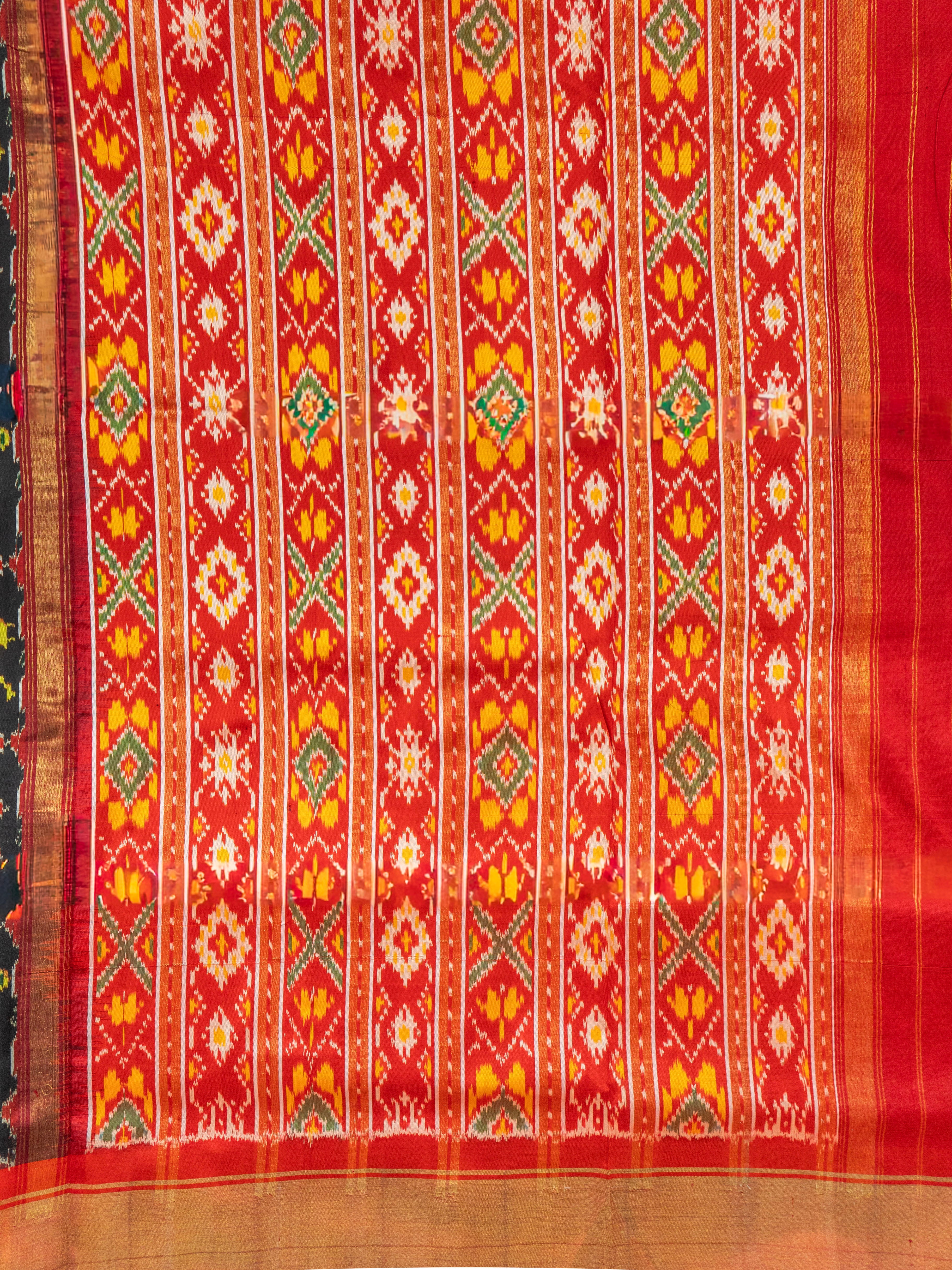 Black Pochampally Ikat Silk Saree