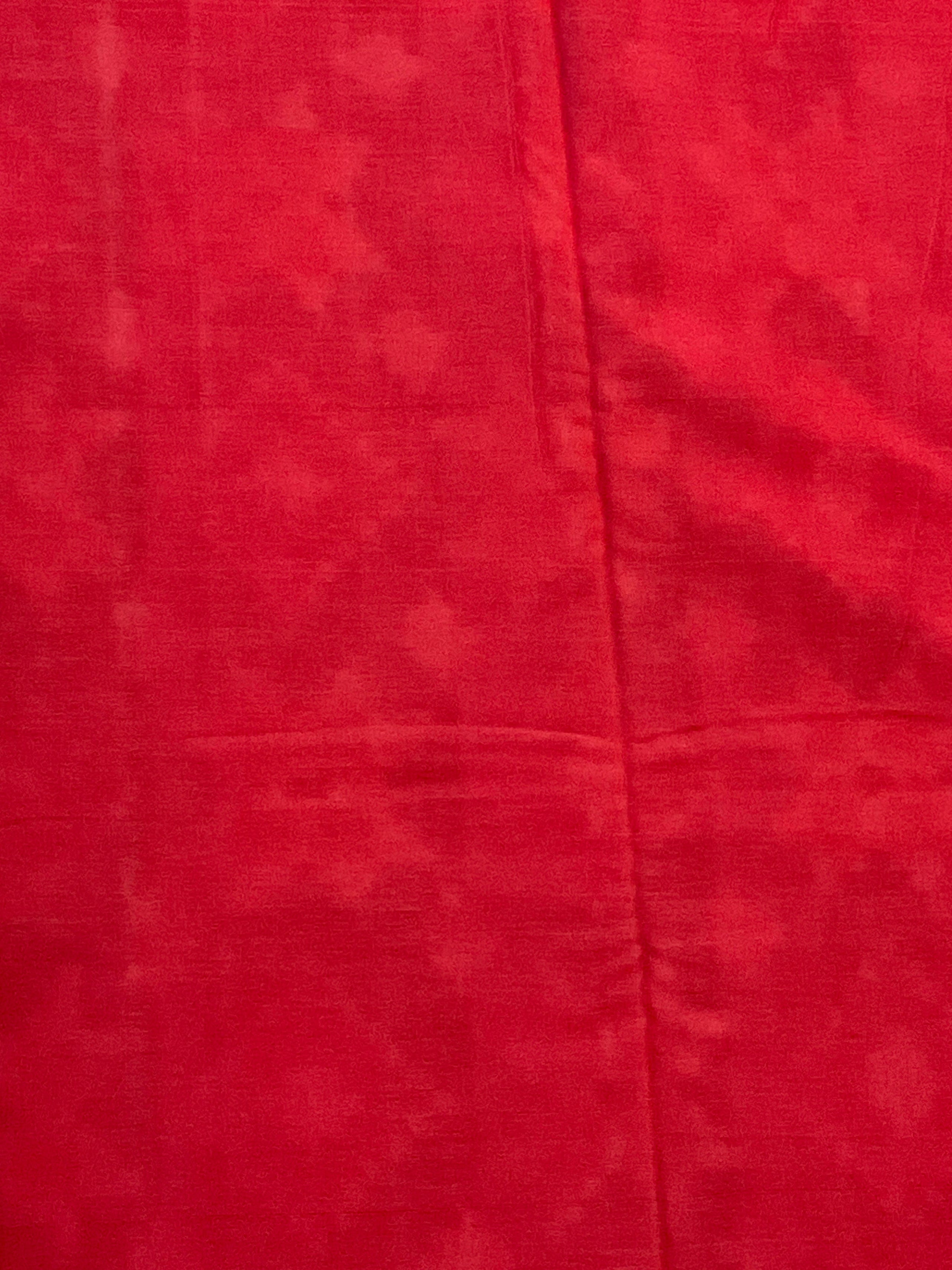 Pochampally Mercerised Handloom Cotton Saree with Designer Red Pallu & Blouse