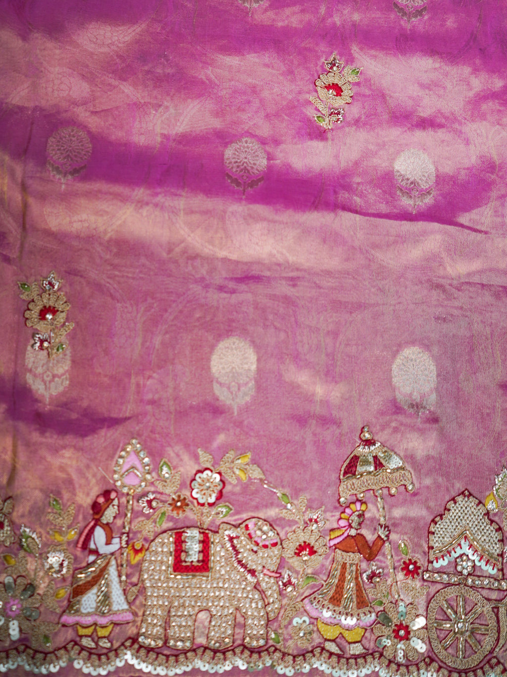 Pink Pure Silk Saree – Heavy Embroidery Designer Saree with Designer Pallu & Blouse