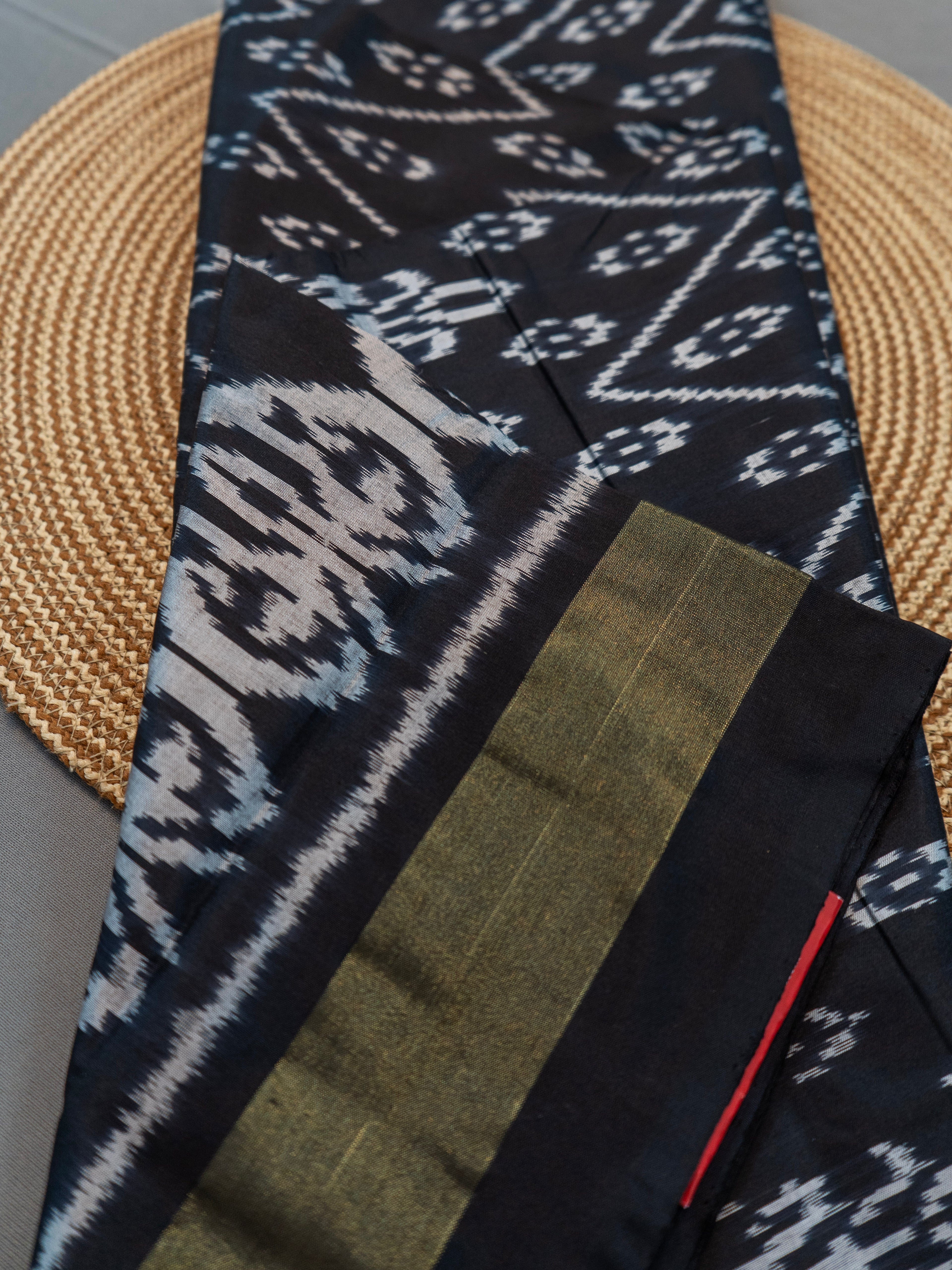 Black Pochampally Zari Silk Saree