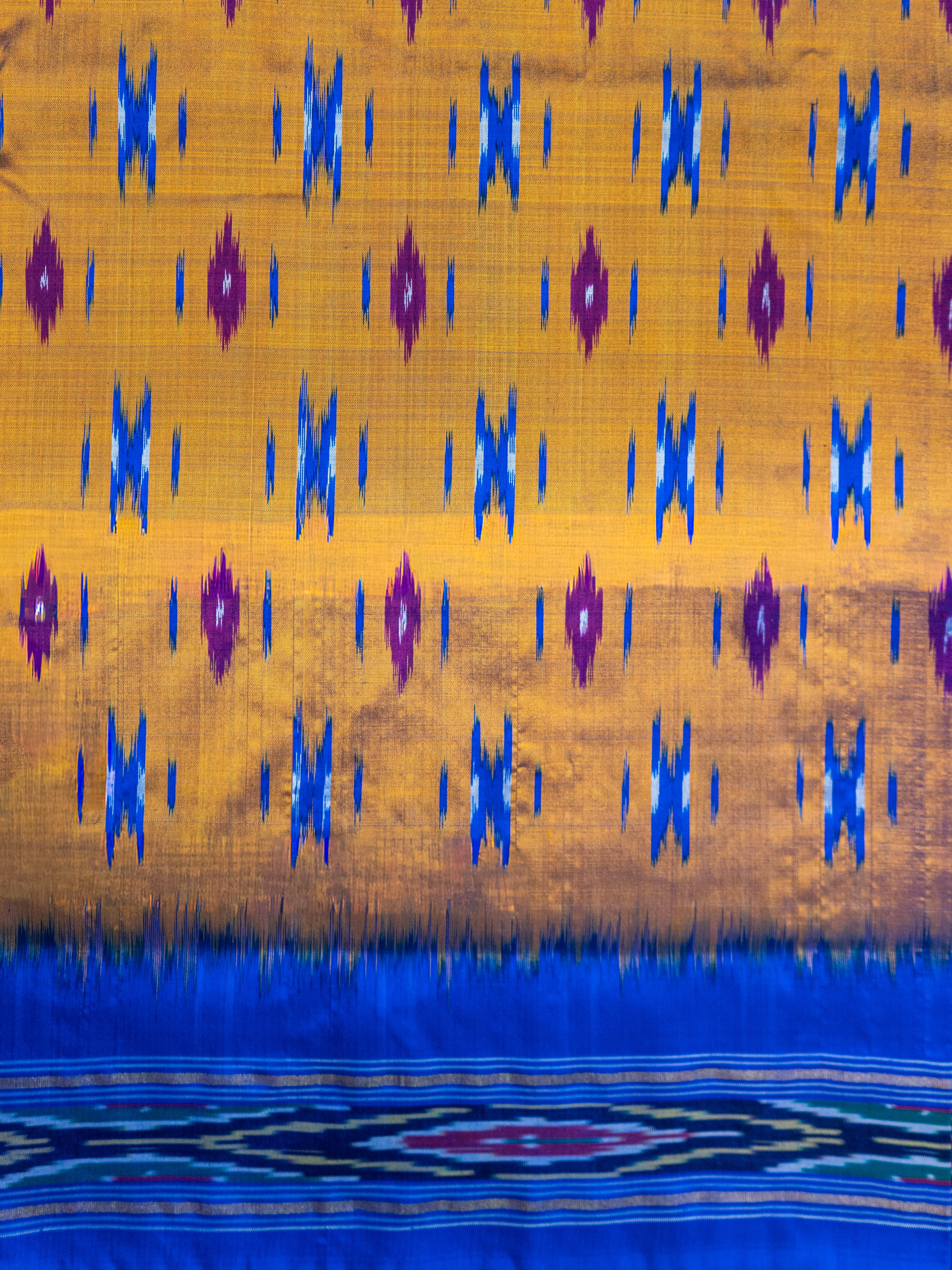 Pure Pochampally weaving silk saree in orange without Blouse