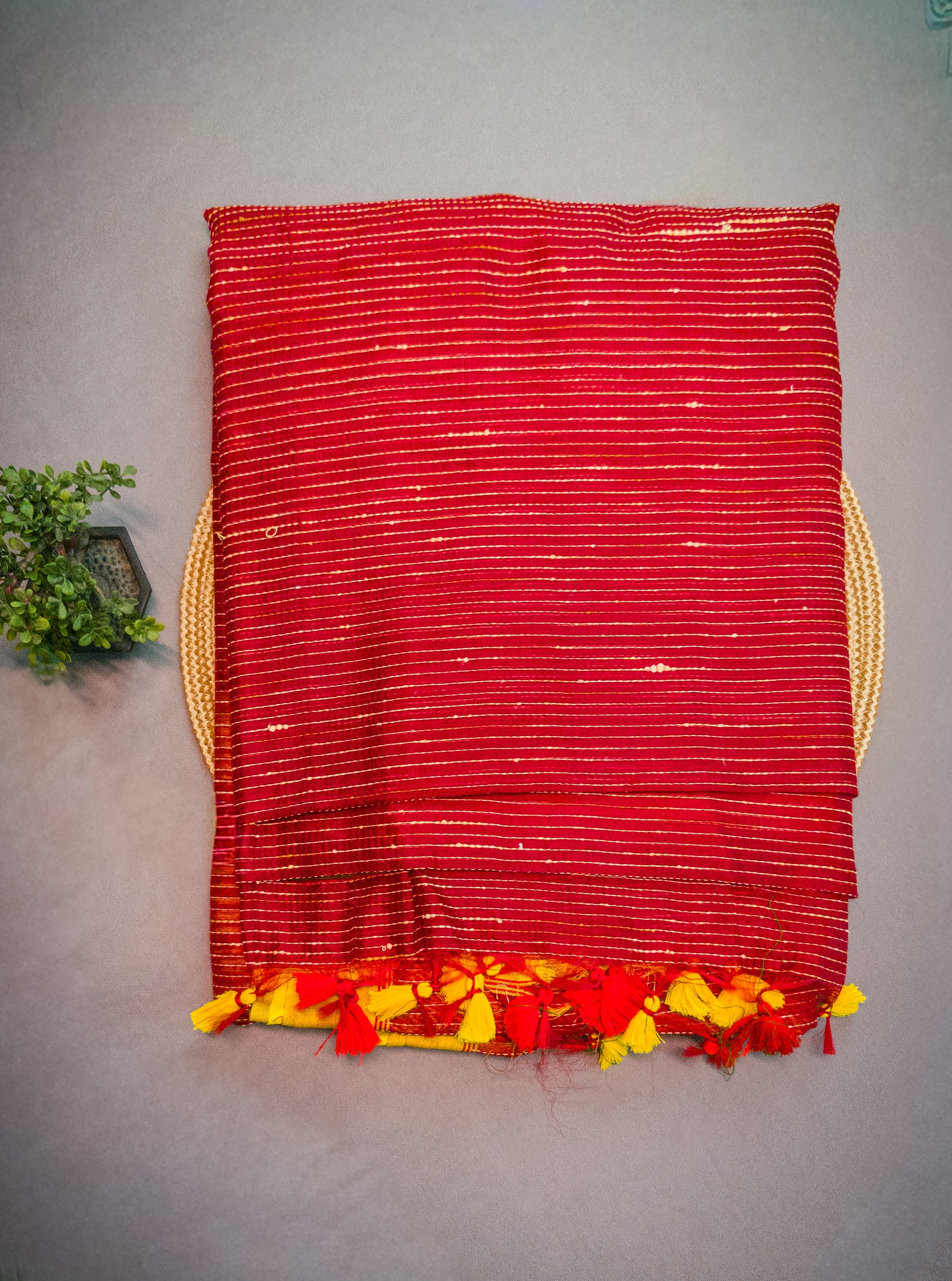 Red Handwork Cotton Saree