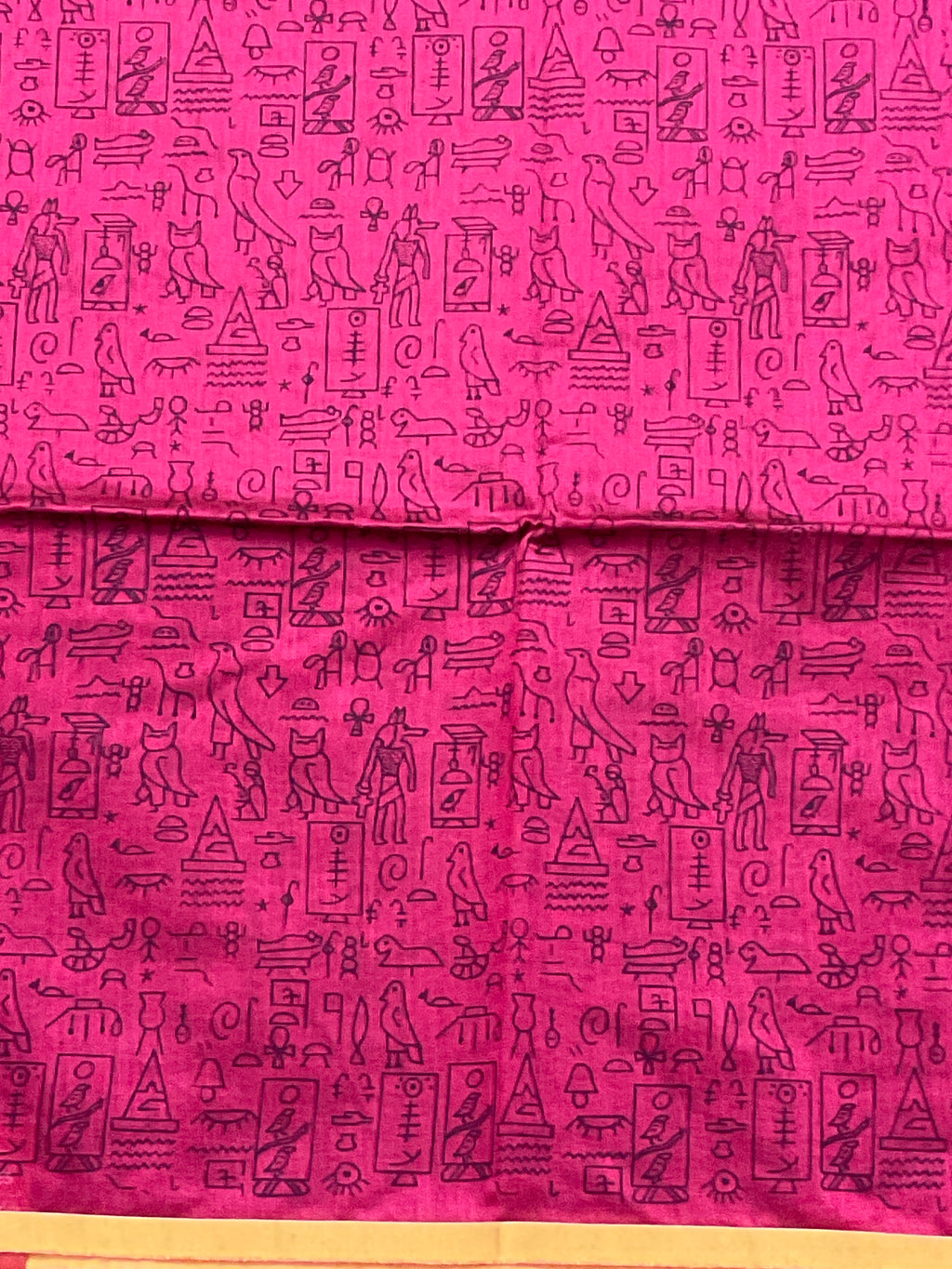 Handloom cotton silk saree in Kalamkari Vareli printing all over with blouse — pink saree with mustard pallu
