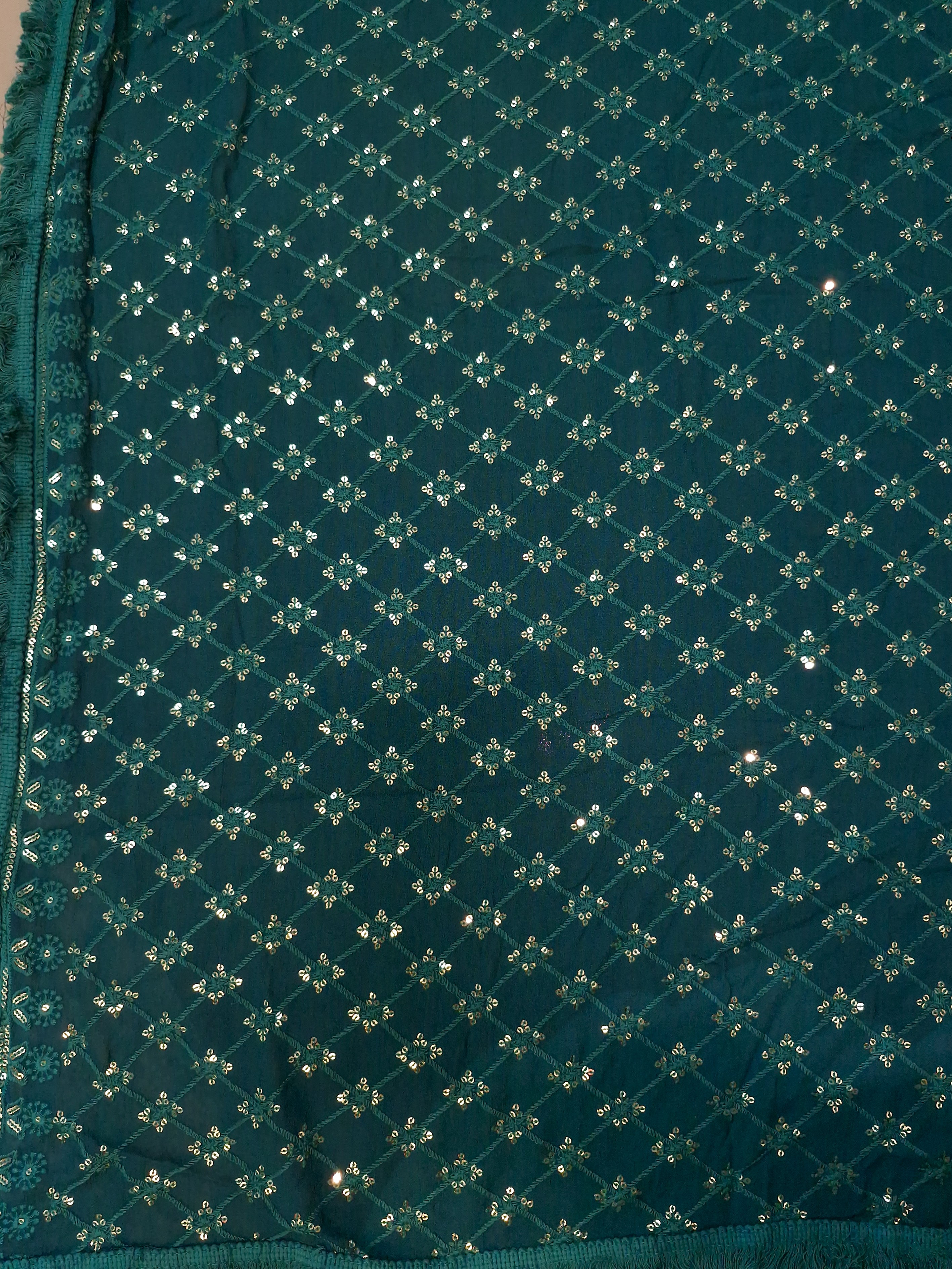 Peacock Green Handloom Silk Bridal Lehenga with Gold Zari Embroidery