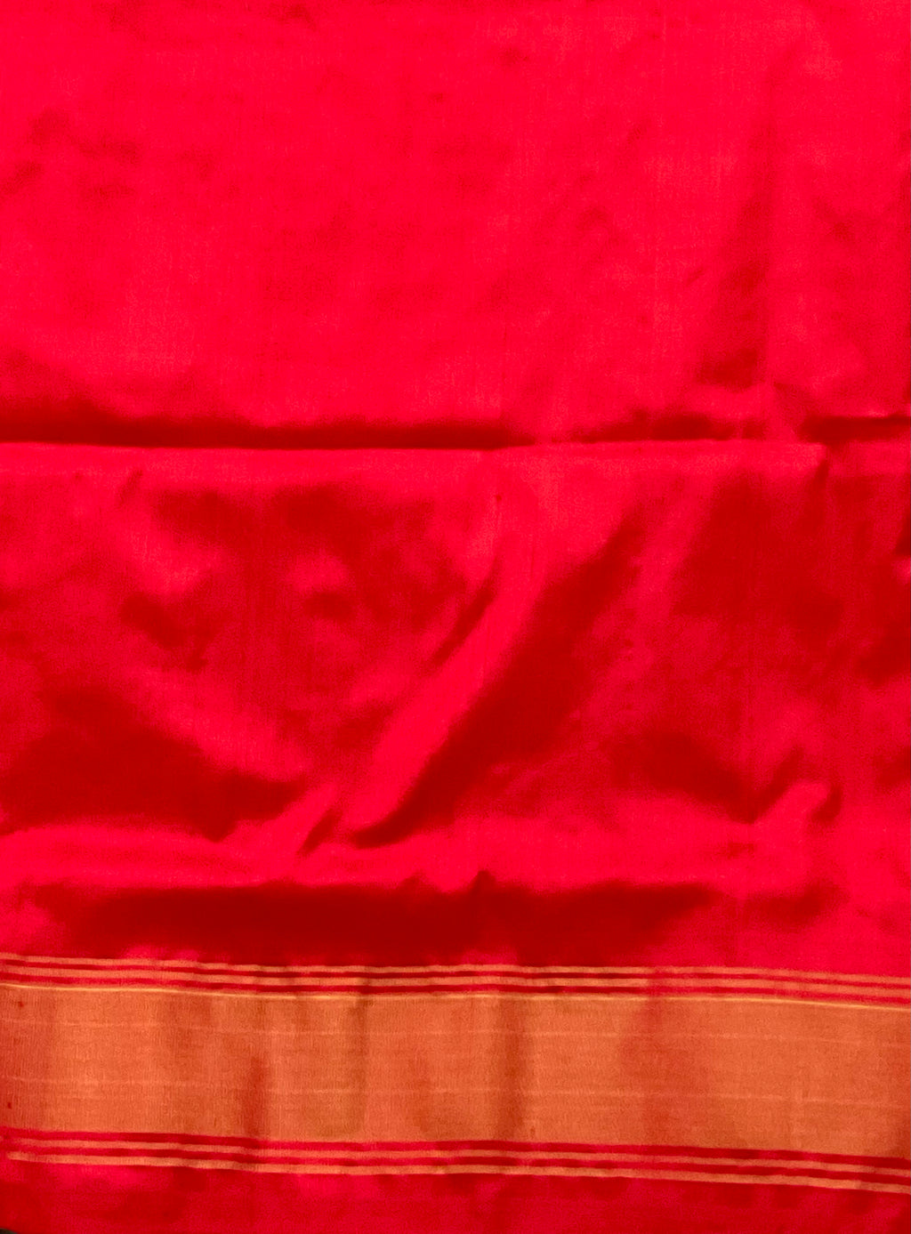 Red Pochampally Double Ikat Silk Saree — Self Red Patola Border & Pallu