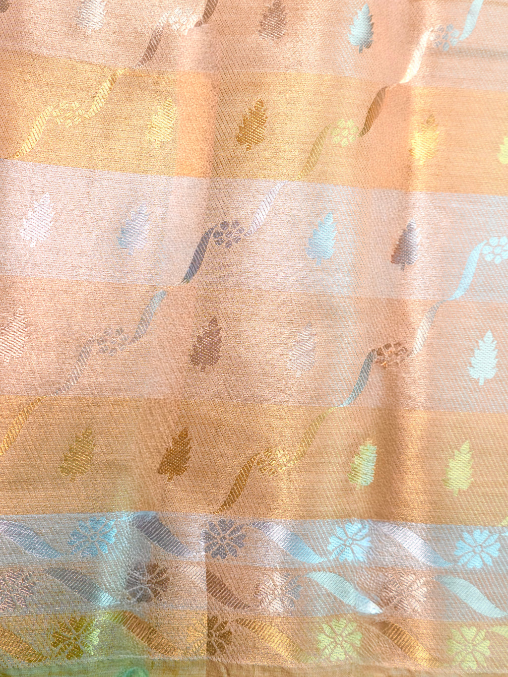 Orange Pochampally Zari Cotton Saree