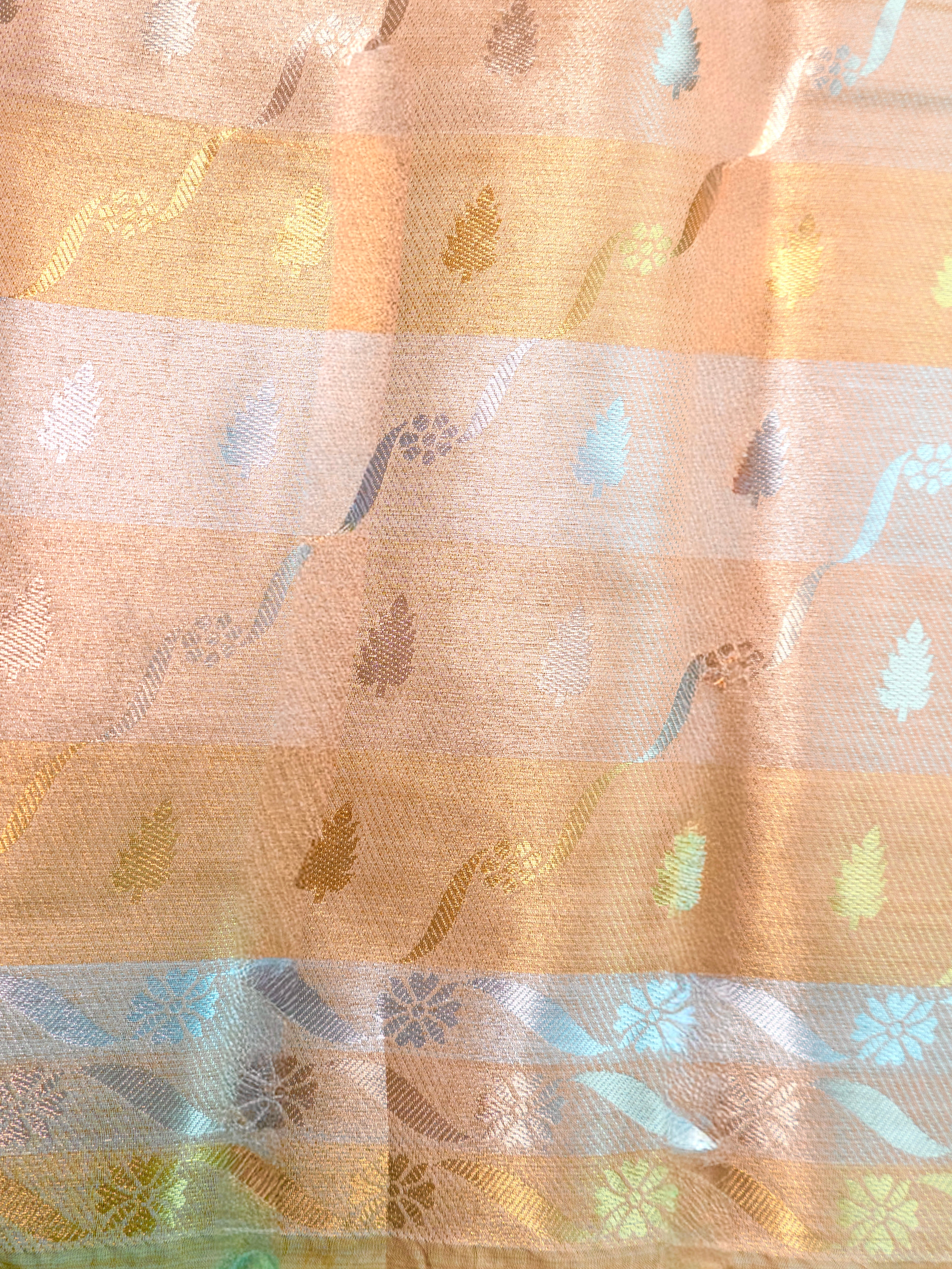 Orange Pochampally Zari Cotton Saree