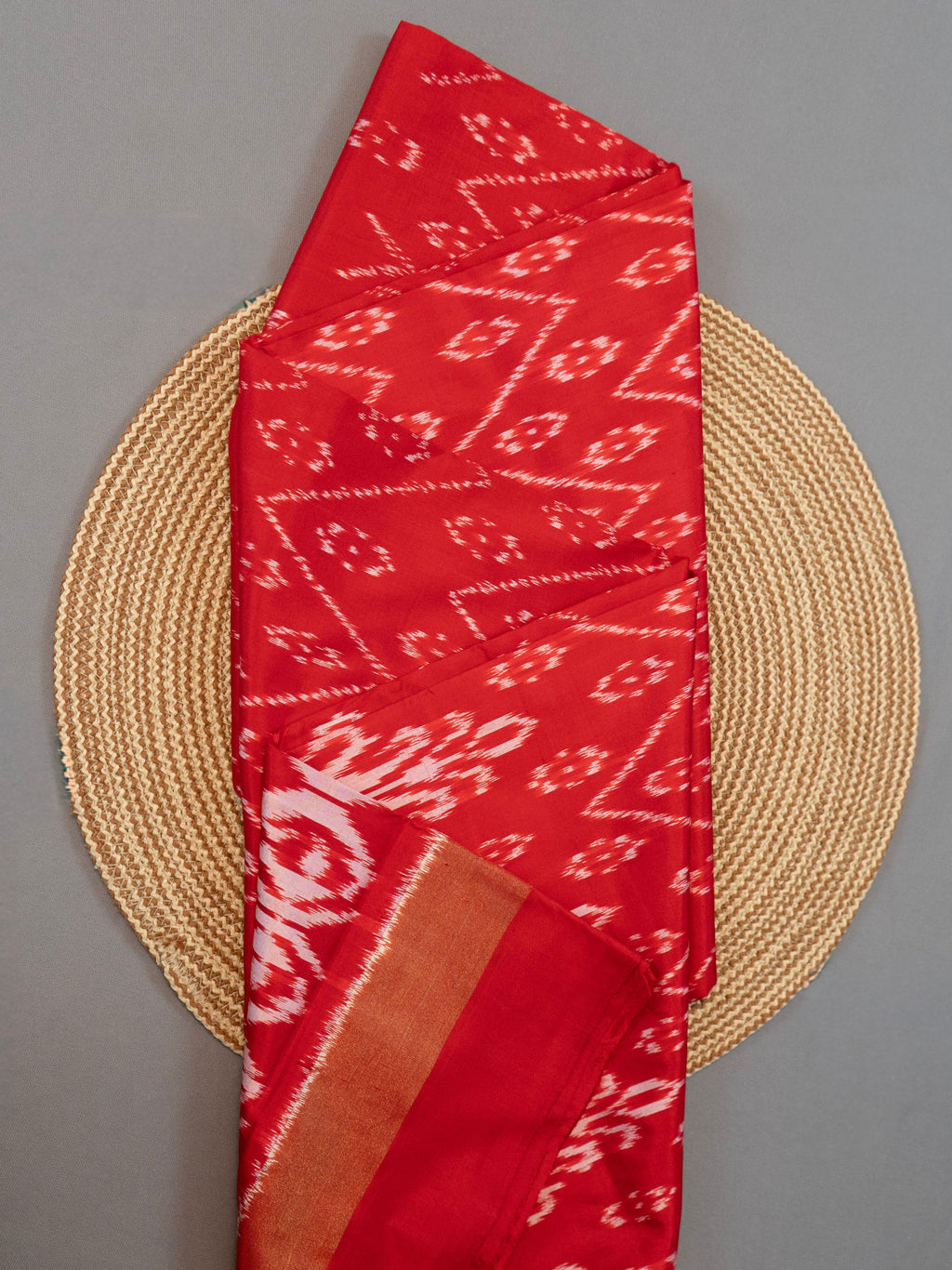 Red Pochampally Ikat Zari Saree