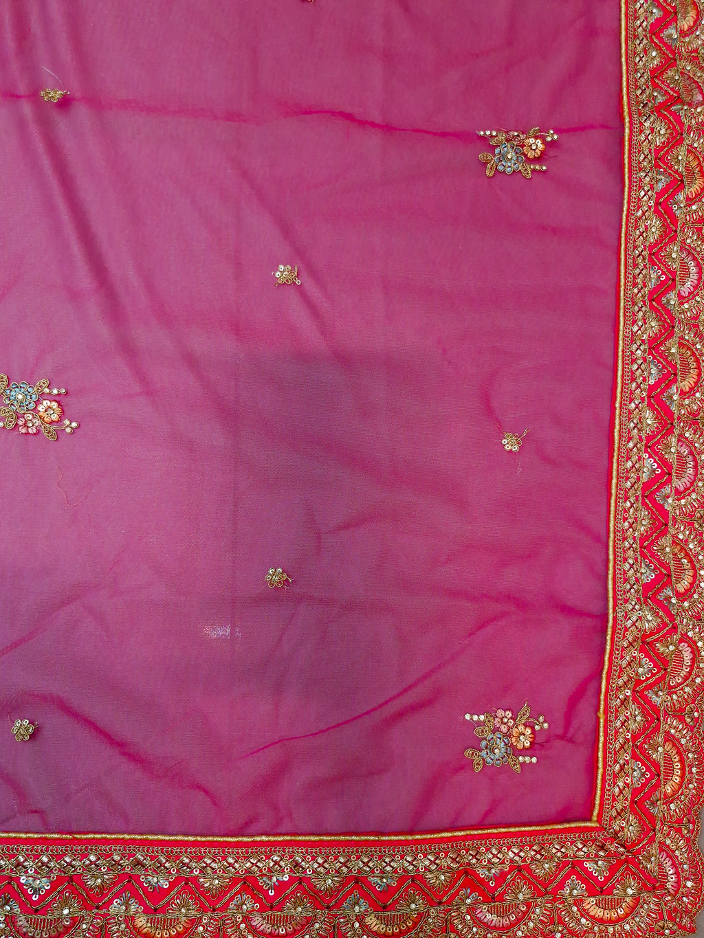 Rani Pink Handloom Silk Bridal Lehenga with Heavy Zardosi & Dabka Work