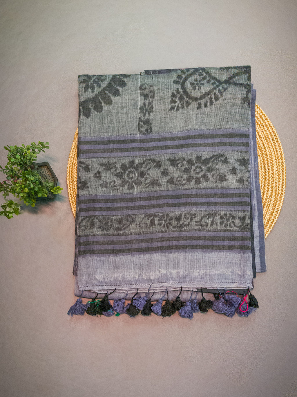 Grey Pochampally Cotton Saree