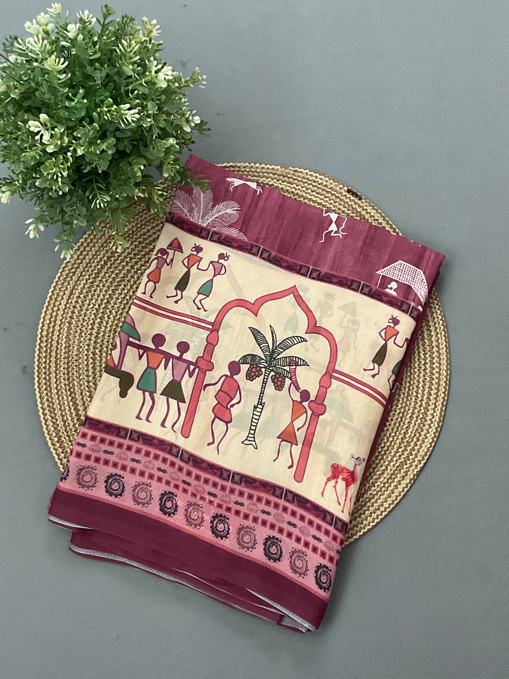 Pink Kalamkari Vareli printed georgette saree with printed border and designer pallu