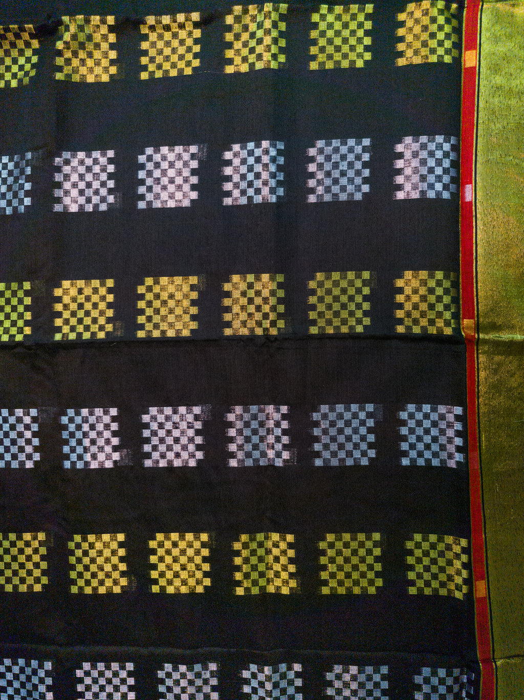 Red & Black Handloom Cotton Saree