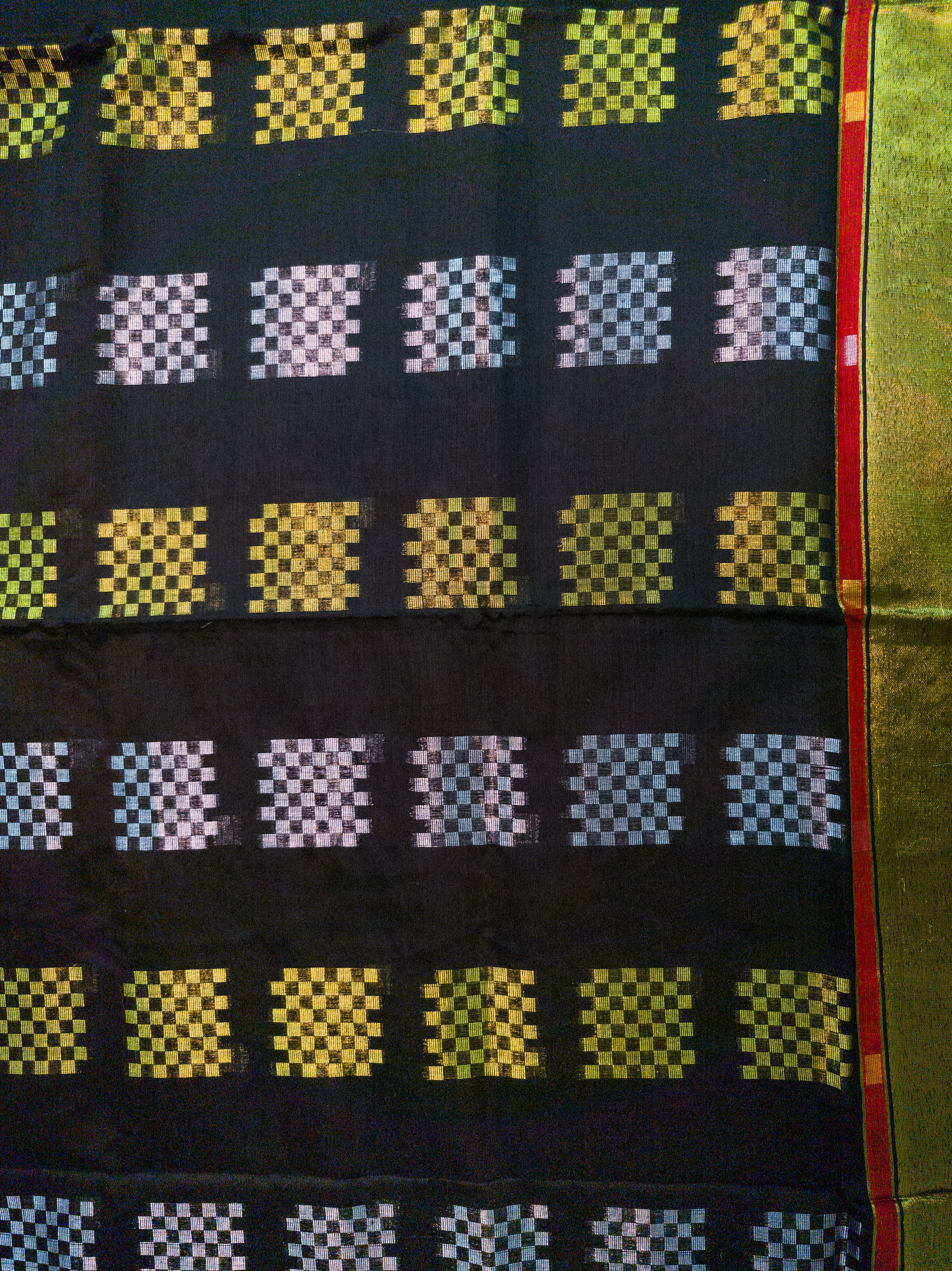 Red & Black Handloom Cotton Saree