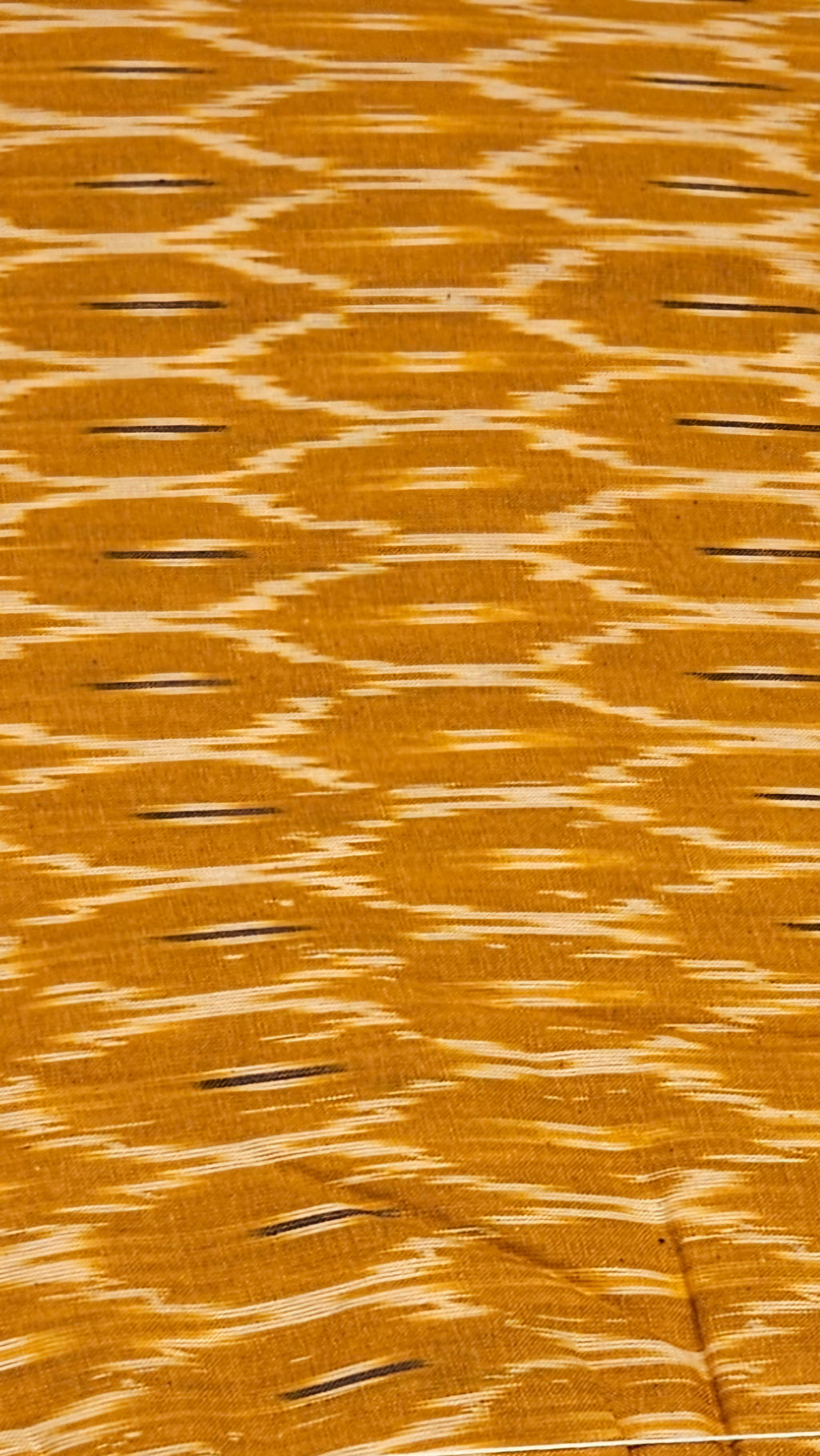 Deep Mustard Pochampally Ikkat Handloom Cotton Fabric (Per Metre)