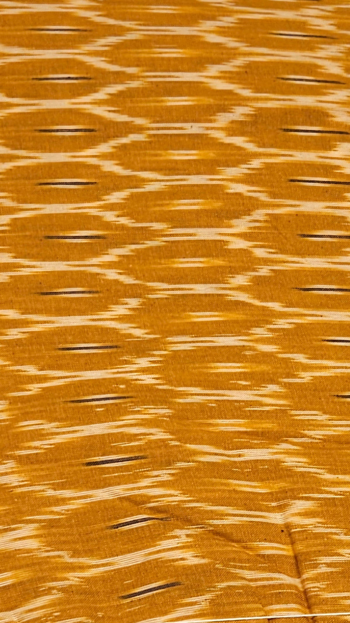 Deep Mustard Pochampally Ikkat Handloom Cotton Fabric (Per Metre)