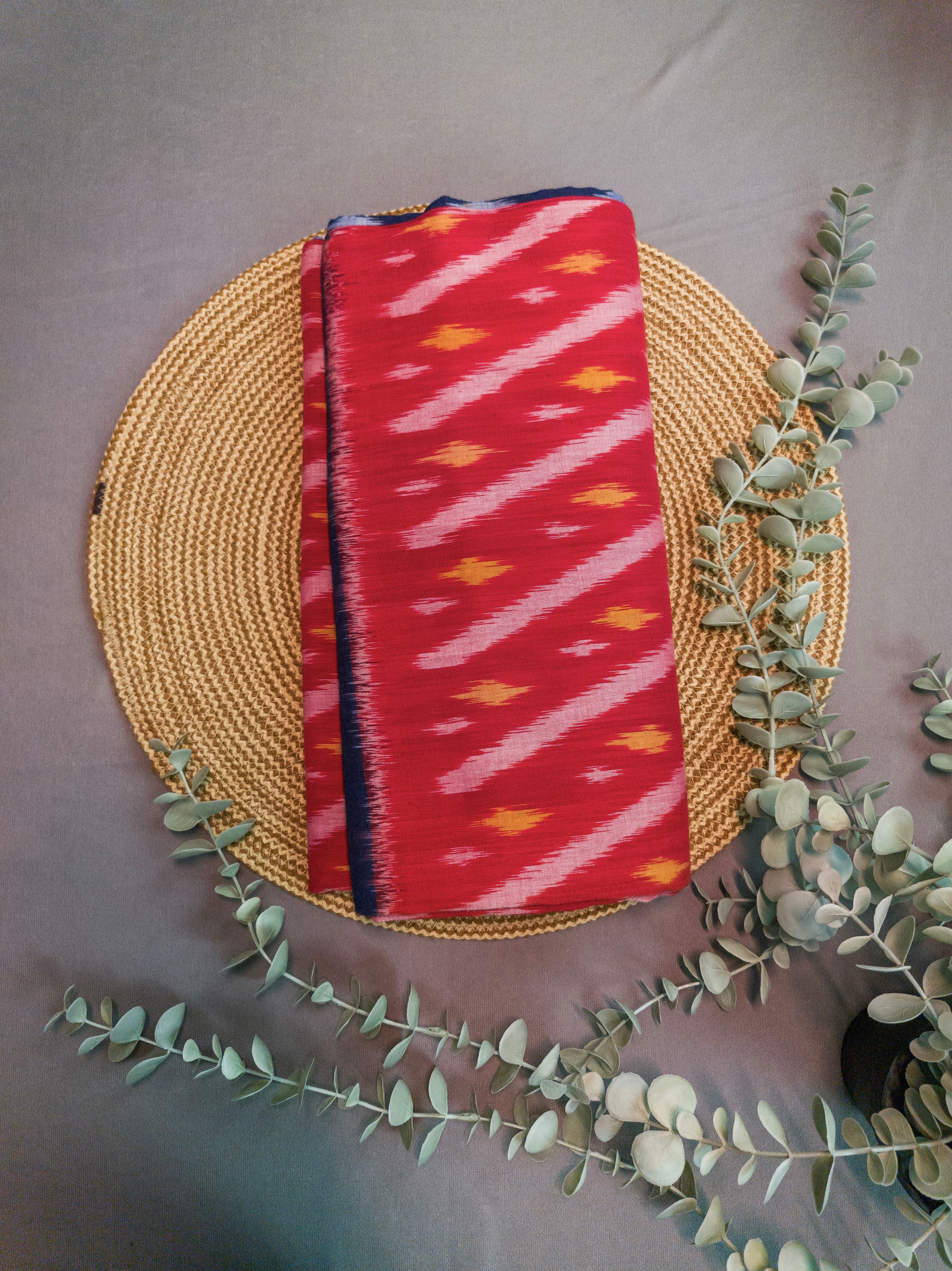 Red Pochampally Cotton Saree