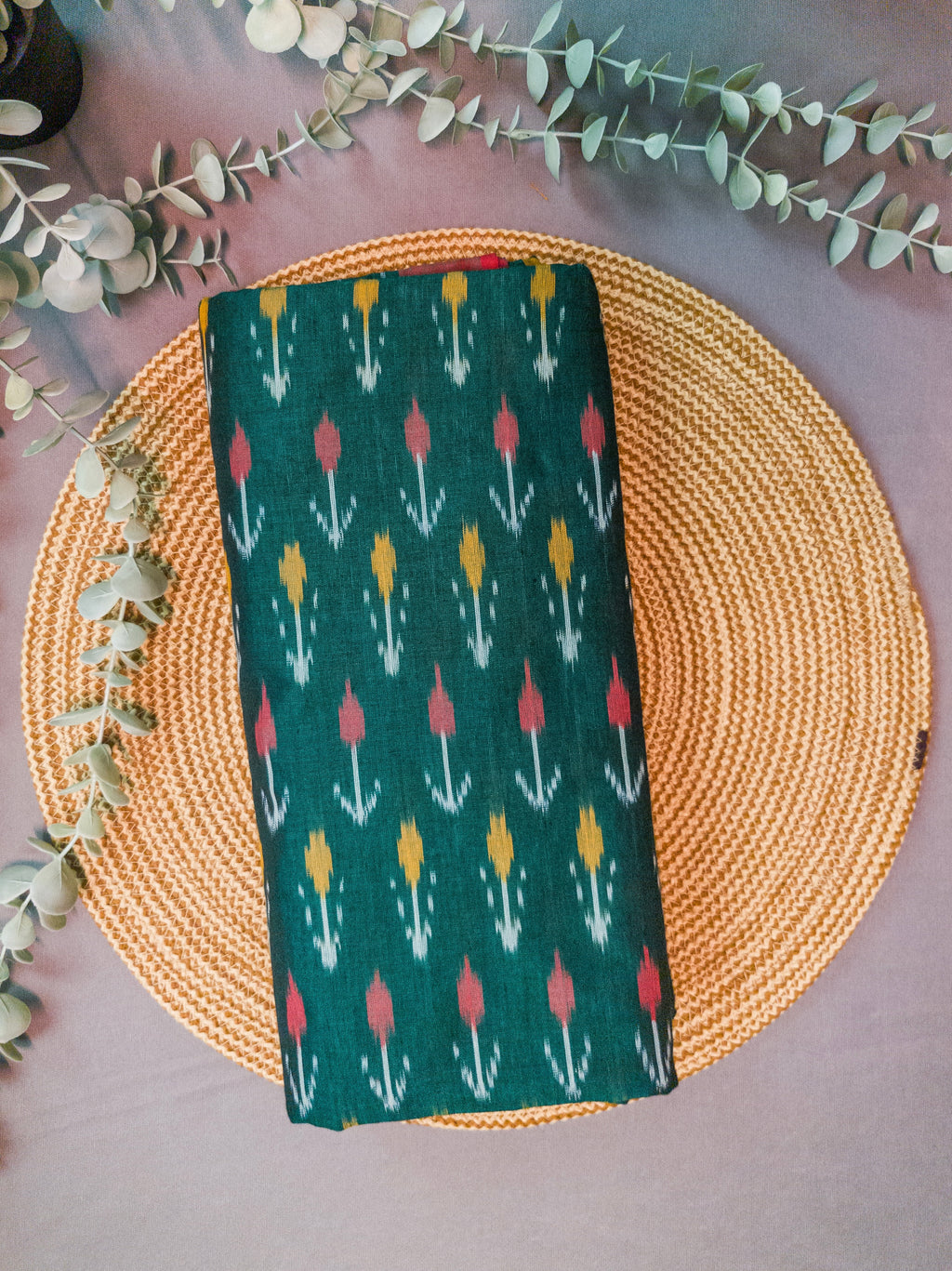 Deep Green Pochampally Ikat Cotton Saree