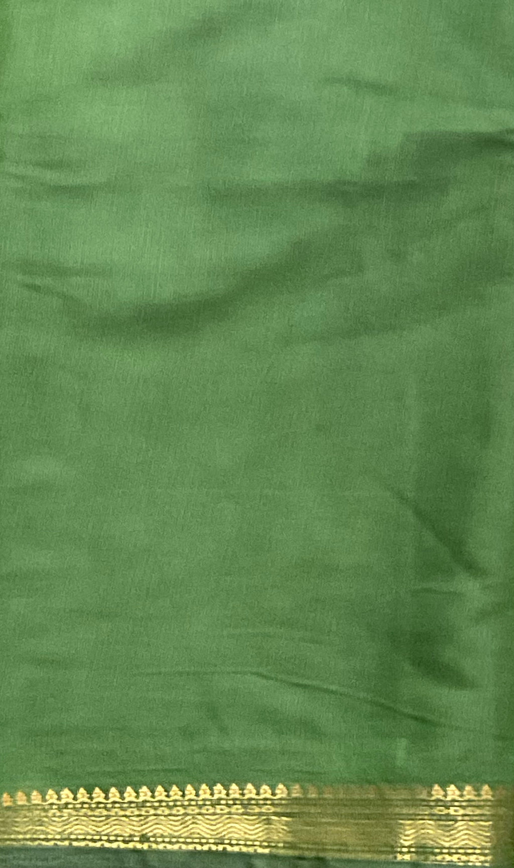 Pedana Kalamkari Hand-Block Soft Silk Saree in Deep Red with Green Designer Pallu & Gold Border