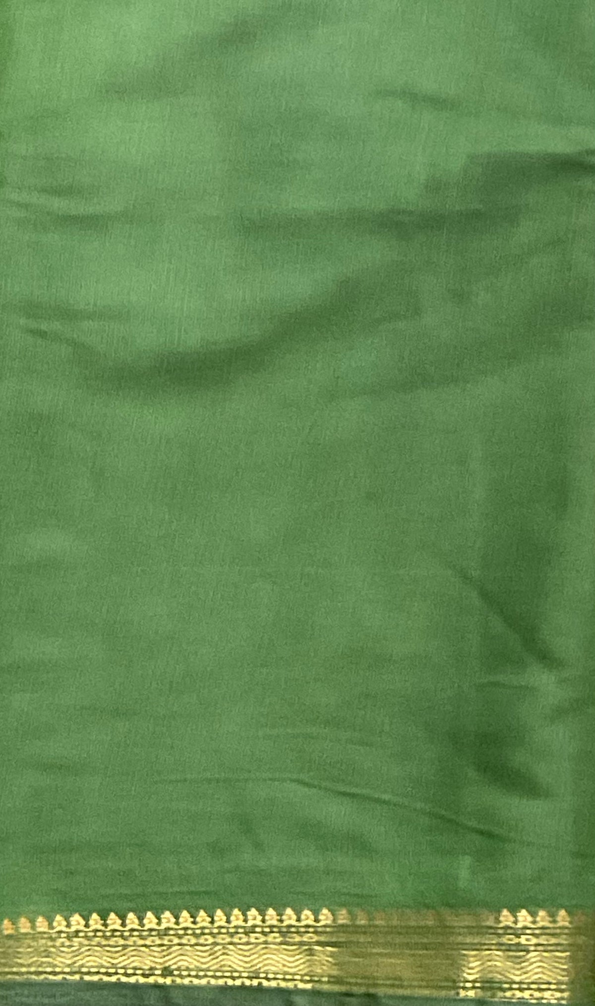 Pedana Kalamkari Hand-Block Soft Silk Saree in Deep Red with Green Designer Pallu & Gold Border