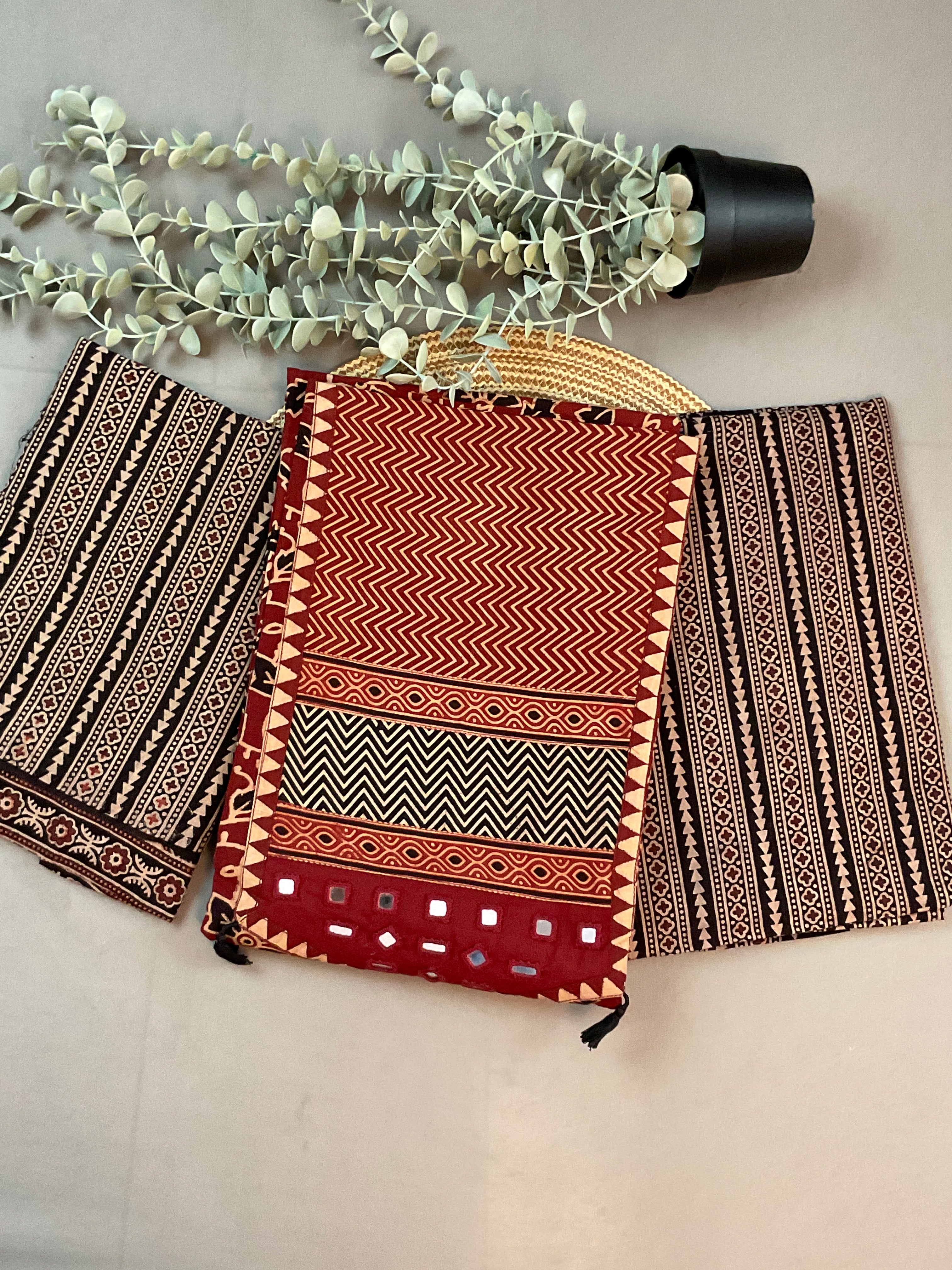 Kalamkari Mirror Work Dress Material