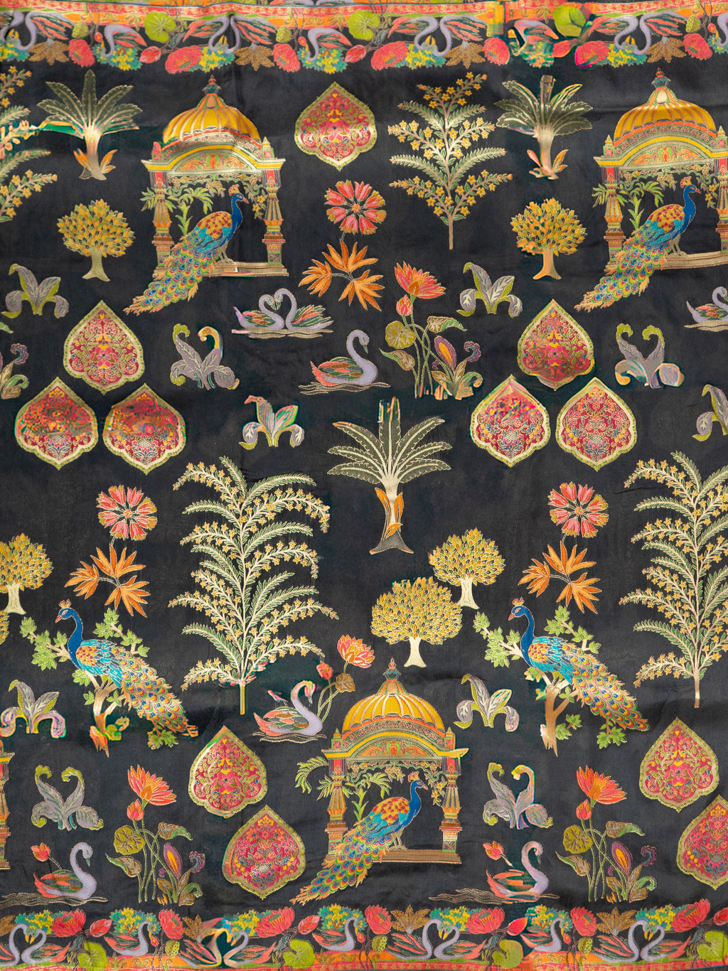 Black Rajwada Animal Silk Saree