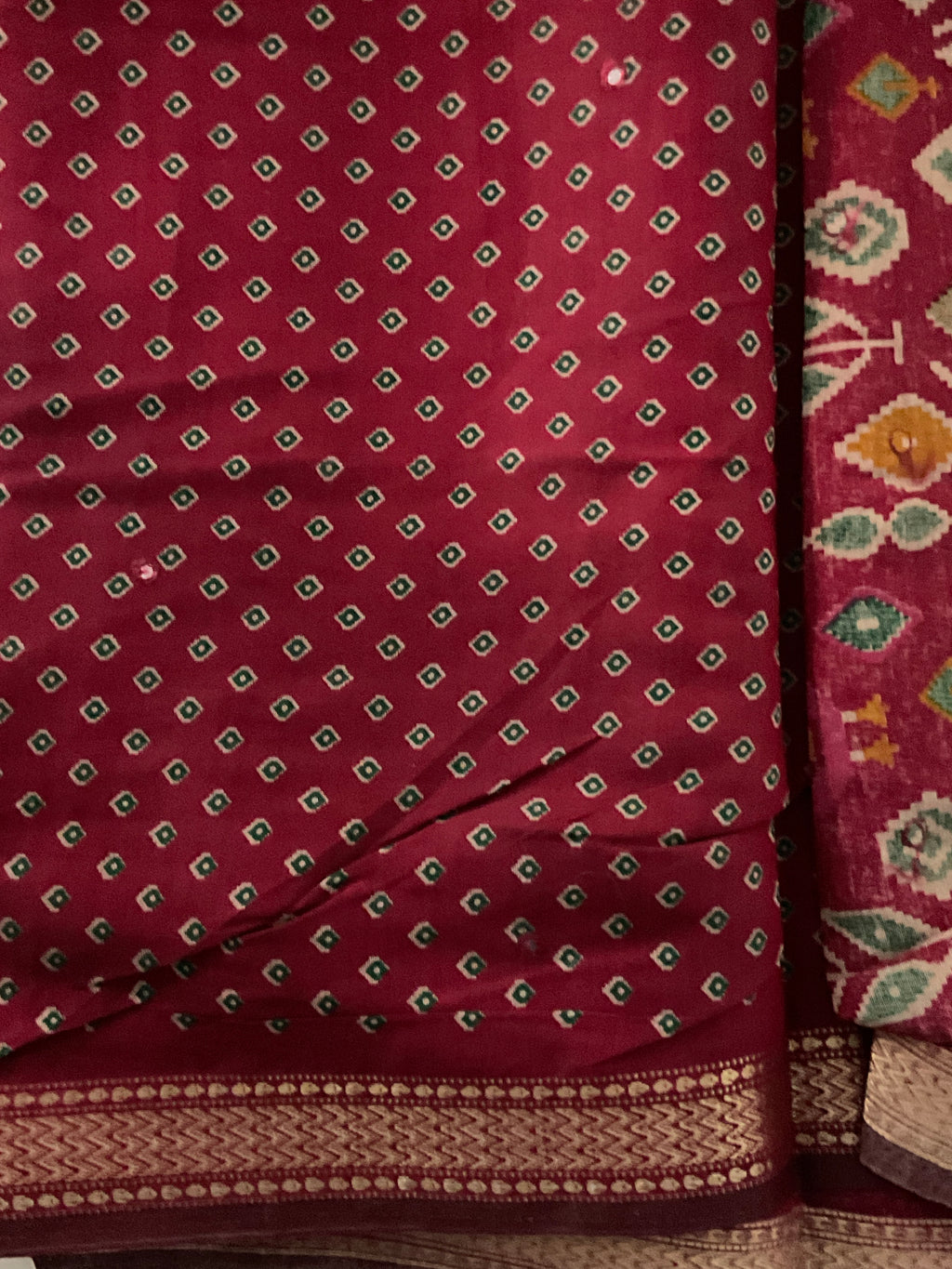 Pochampally Kalamkari Zari Silk Saree