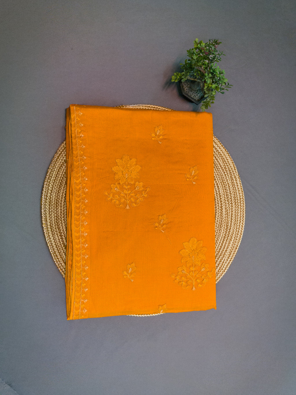 Pink Hand-Embroidered Mul Cotton Saree