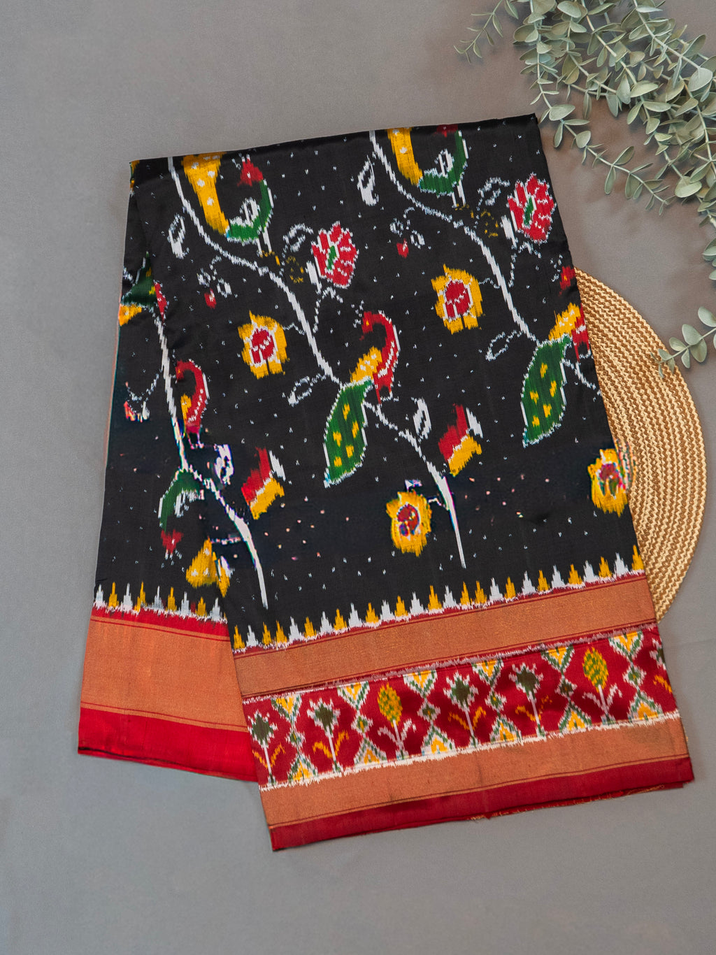 Black Pochampally Animal Ikat Saree