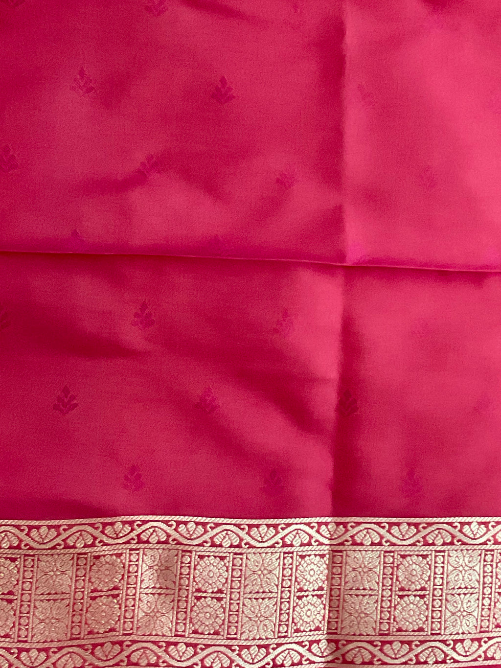 Vibrant Orange Jamdani Silk Saree with Golden Temple Border and Tassels