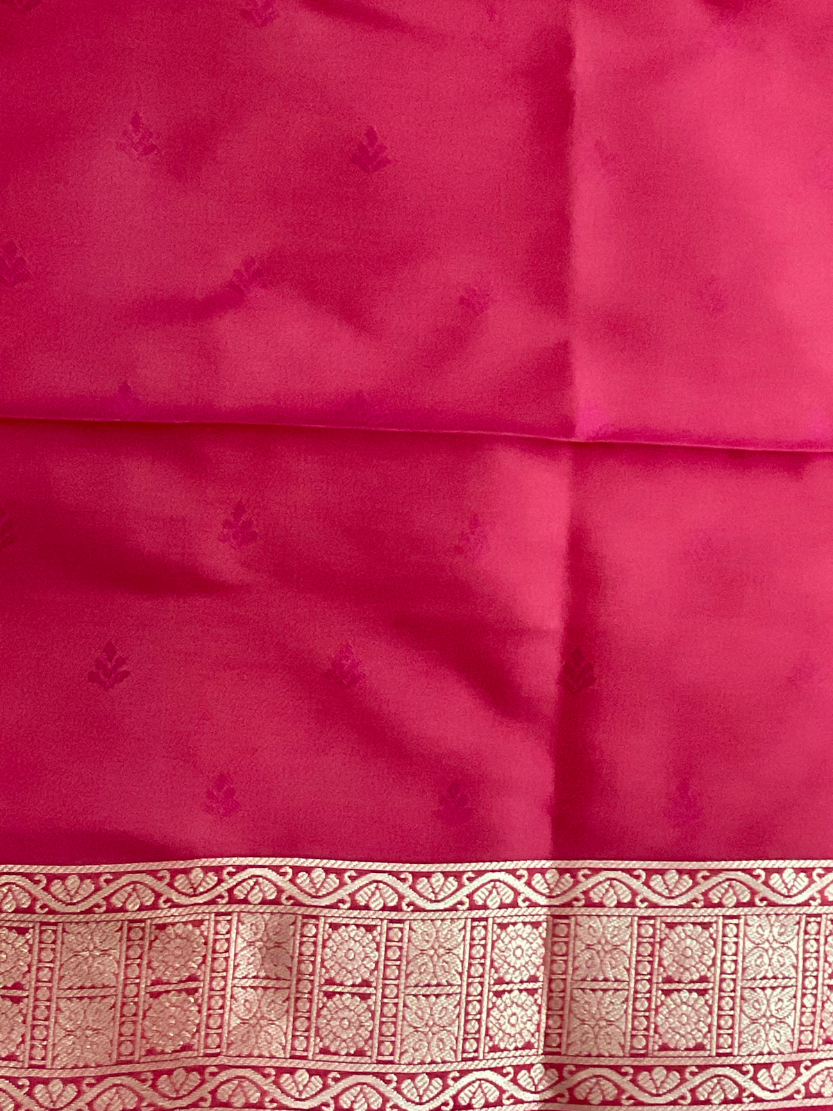 Vibrant Orange Jamdani Silk Saree with Golden Temple Border and Tassels
