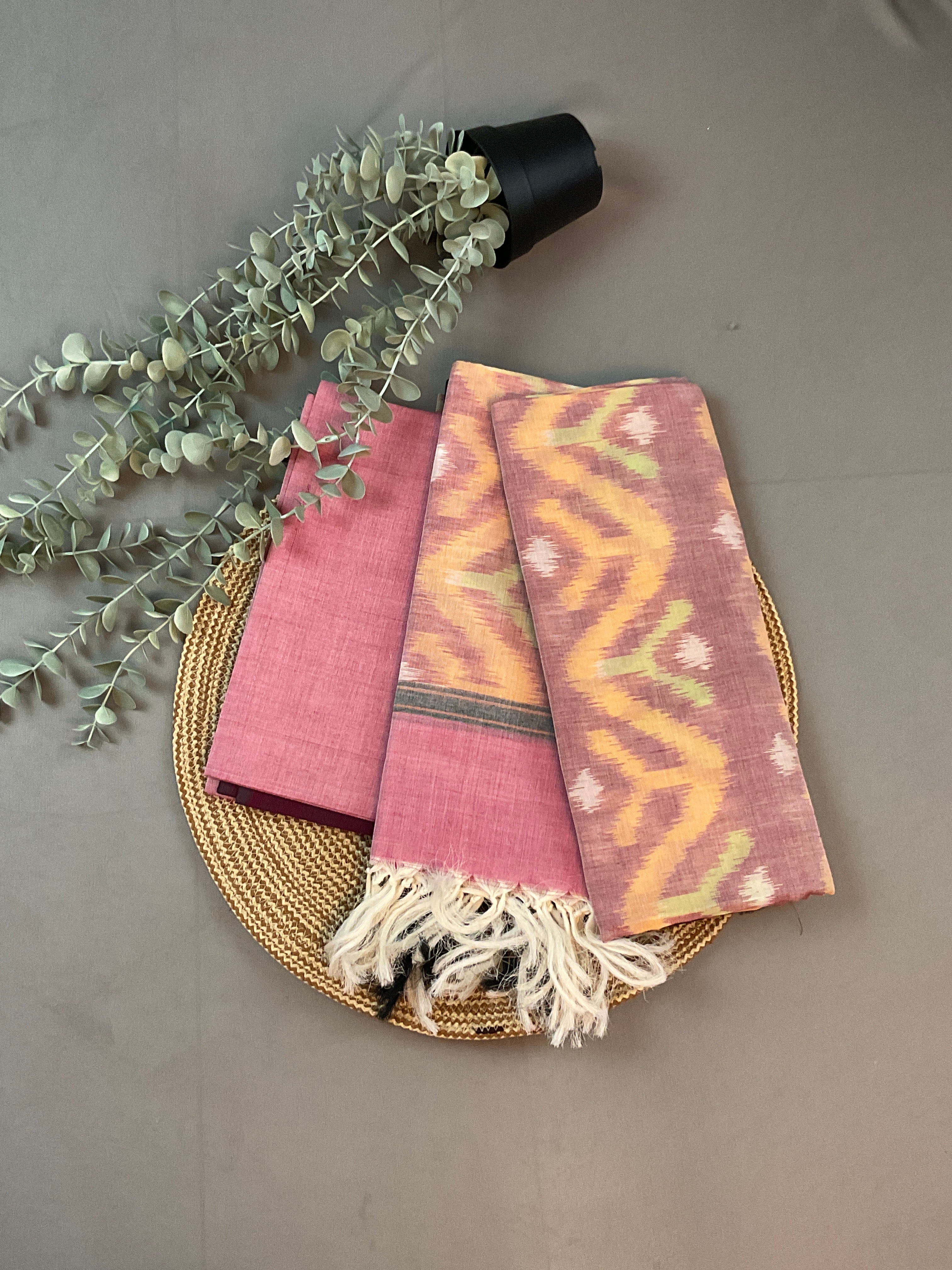 Blue & Pink Sico Silk Dress Material