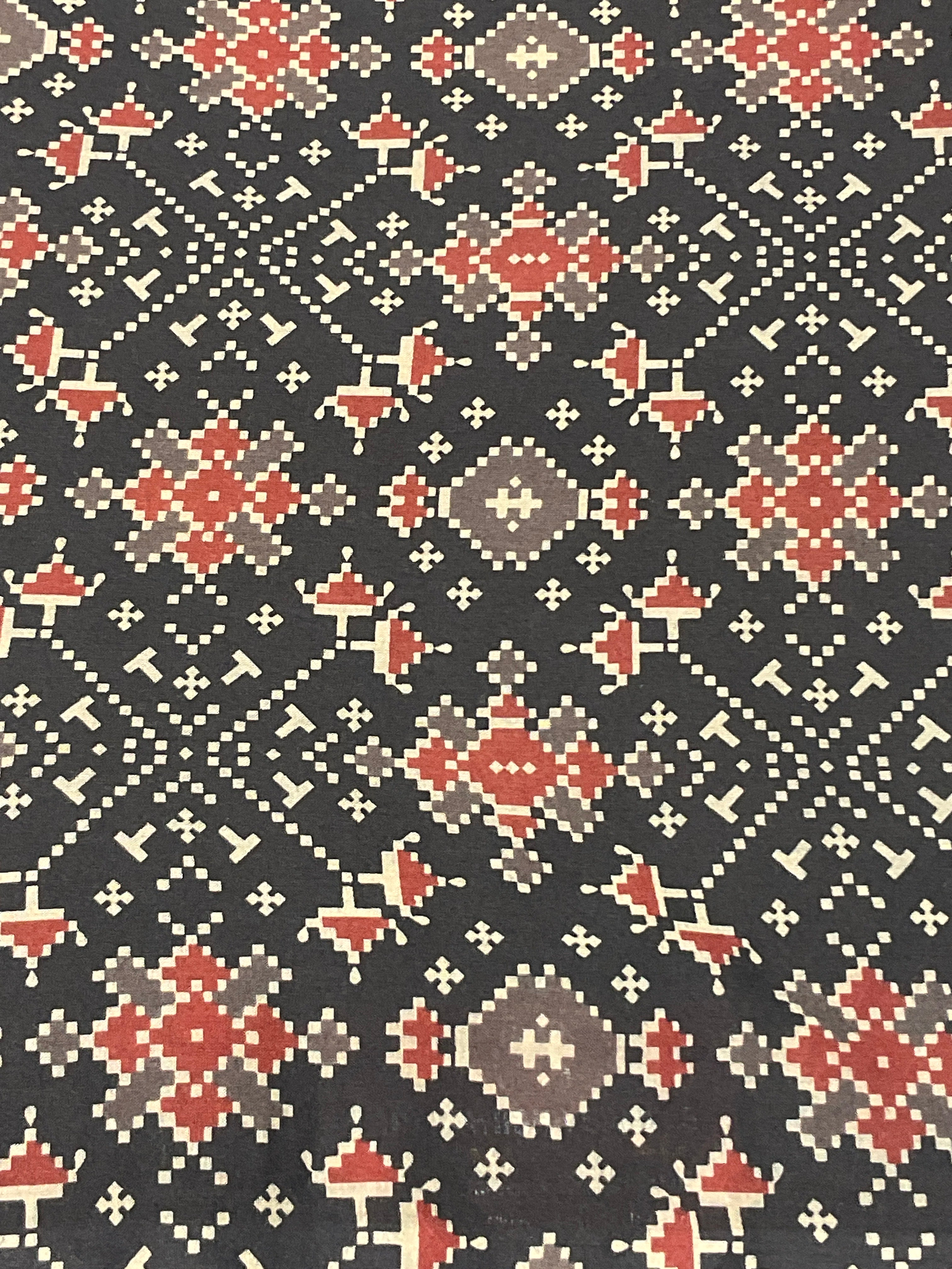 Black Pochampally Patola Fabric