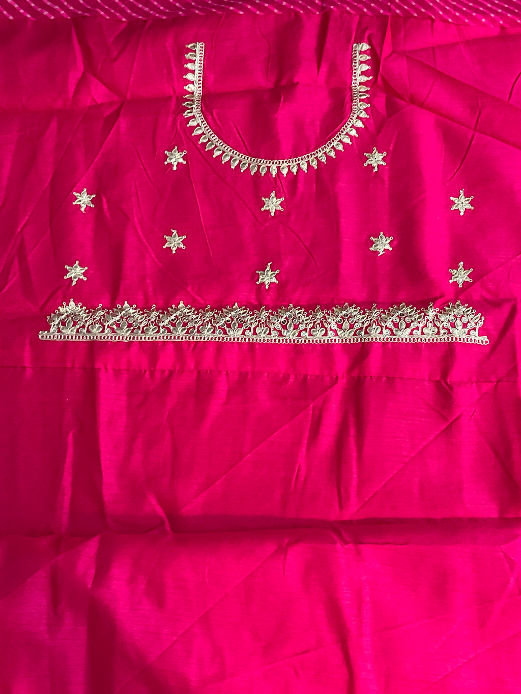 Rani Pink Leheriya Silk Saree