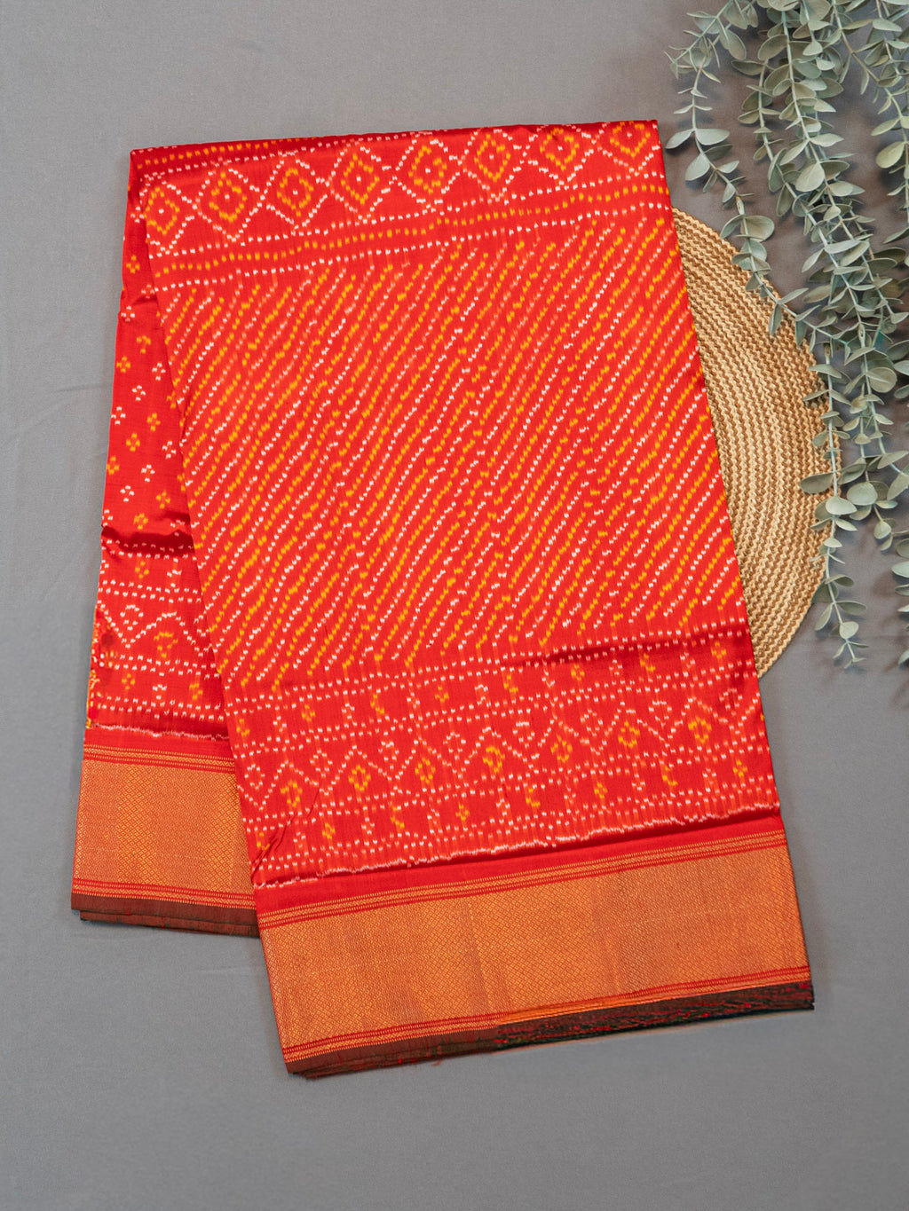 Deep Red Pochampally Bandhini Saree