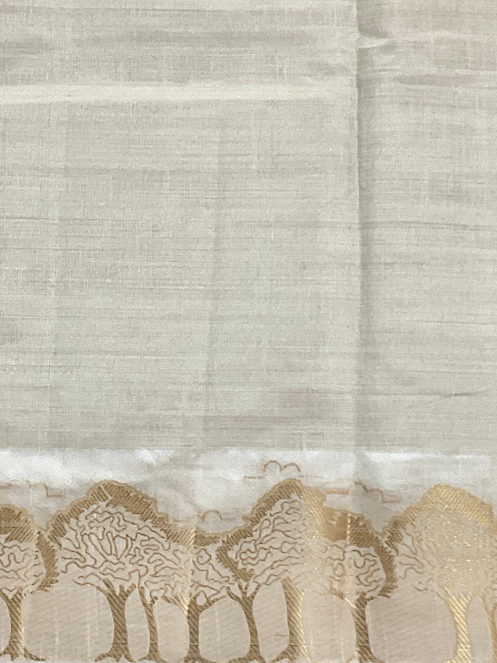 White and gold silk saree with designer border