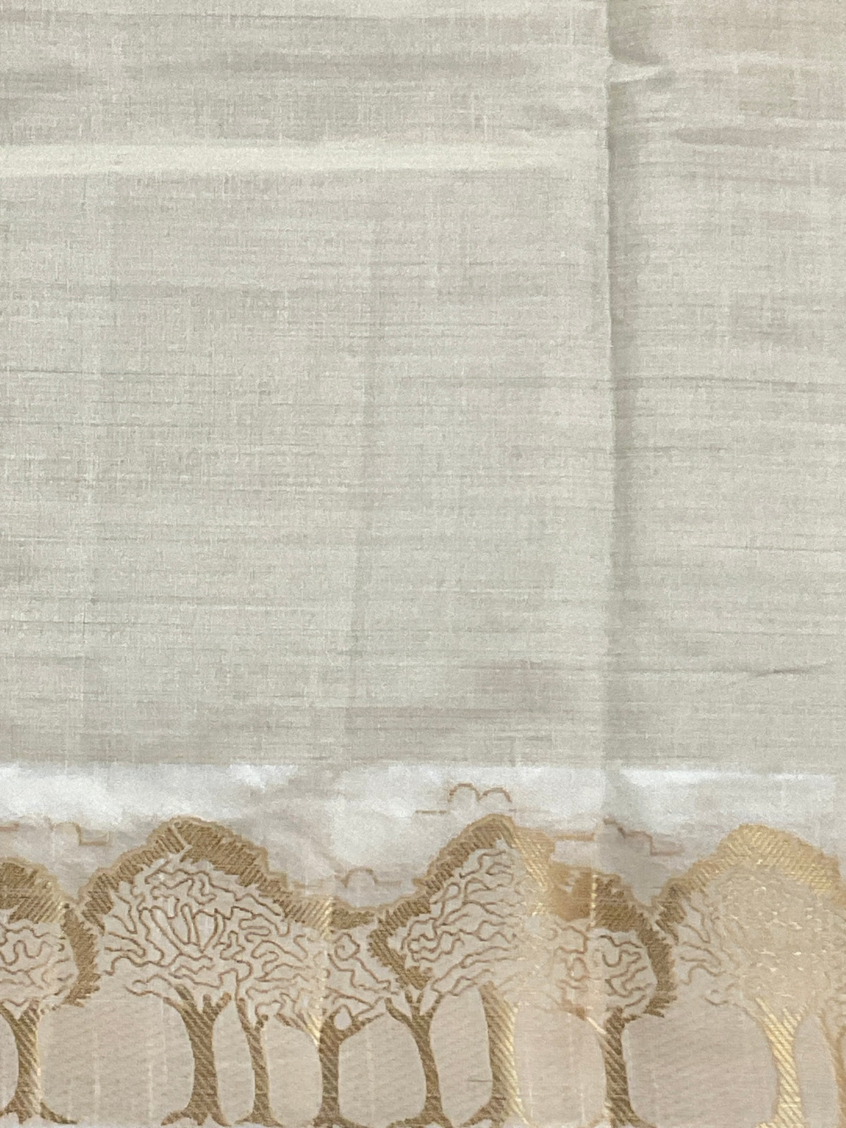 White and gold silk saree with designer border