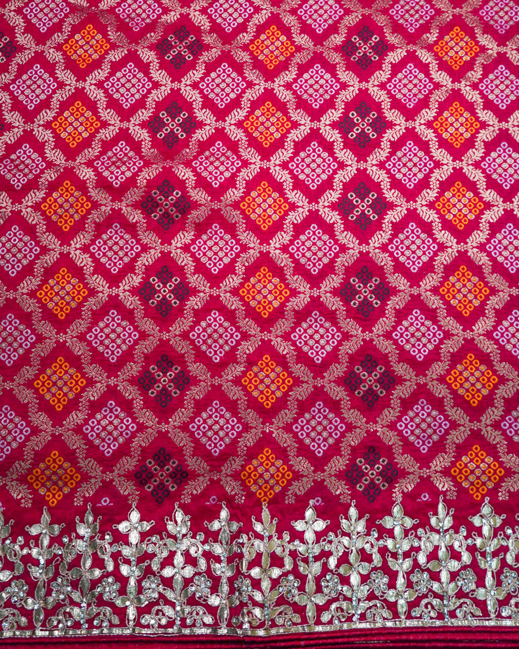 Pink Pure Silk Bandhani Saree – Heavy Embroidery with Zari Pallu Designer Saree