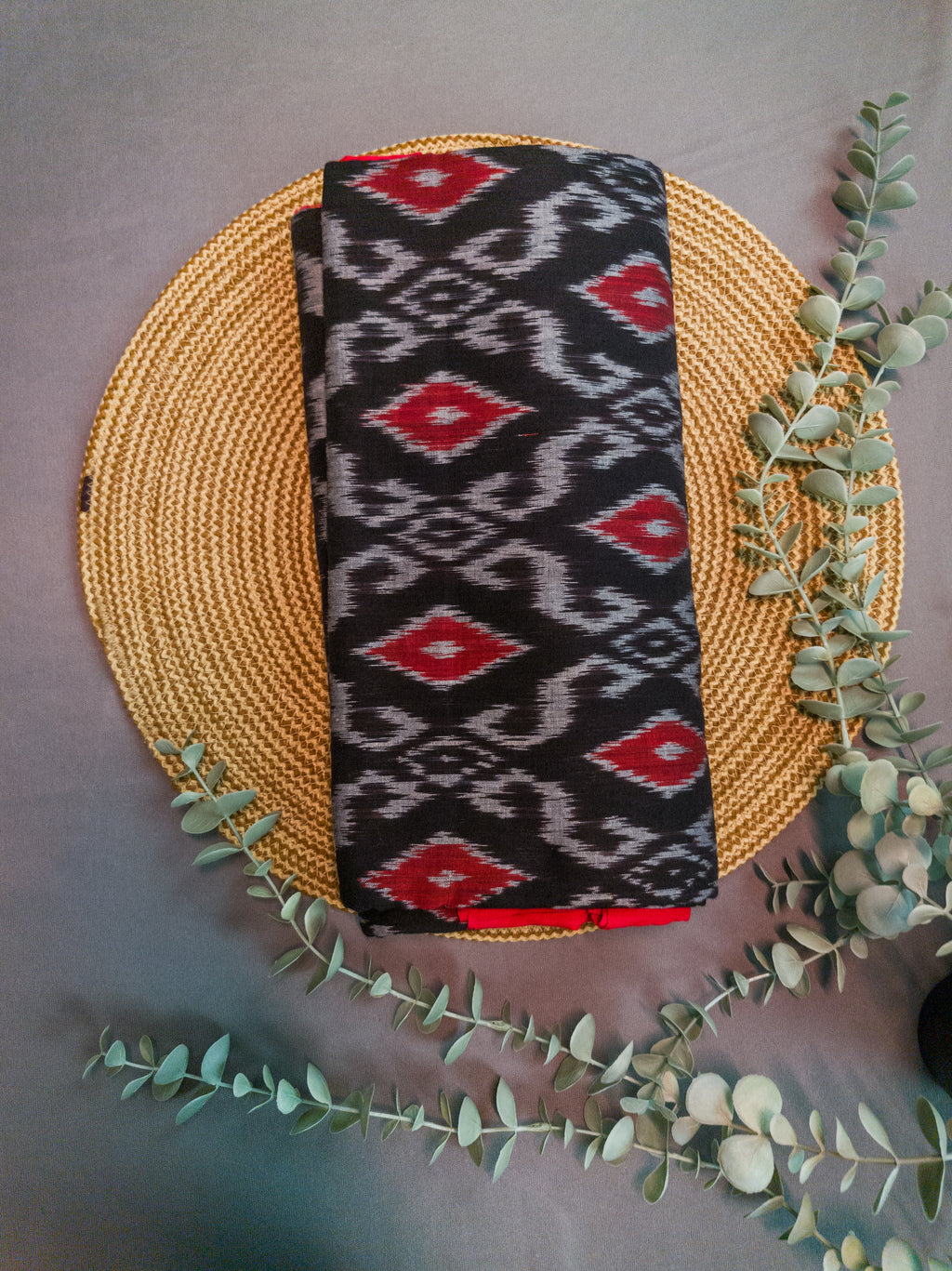 Black Pochampally Cotton Saree