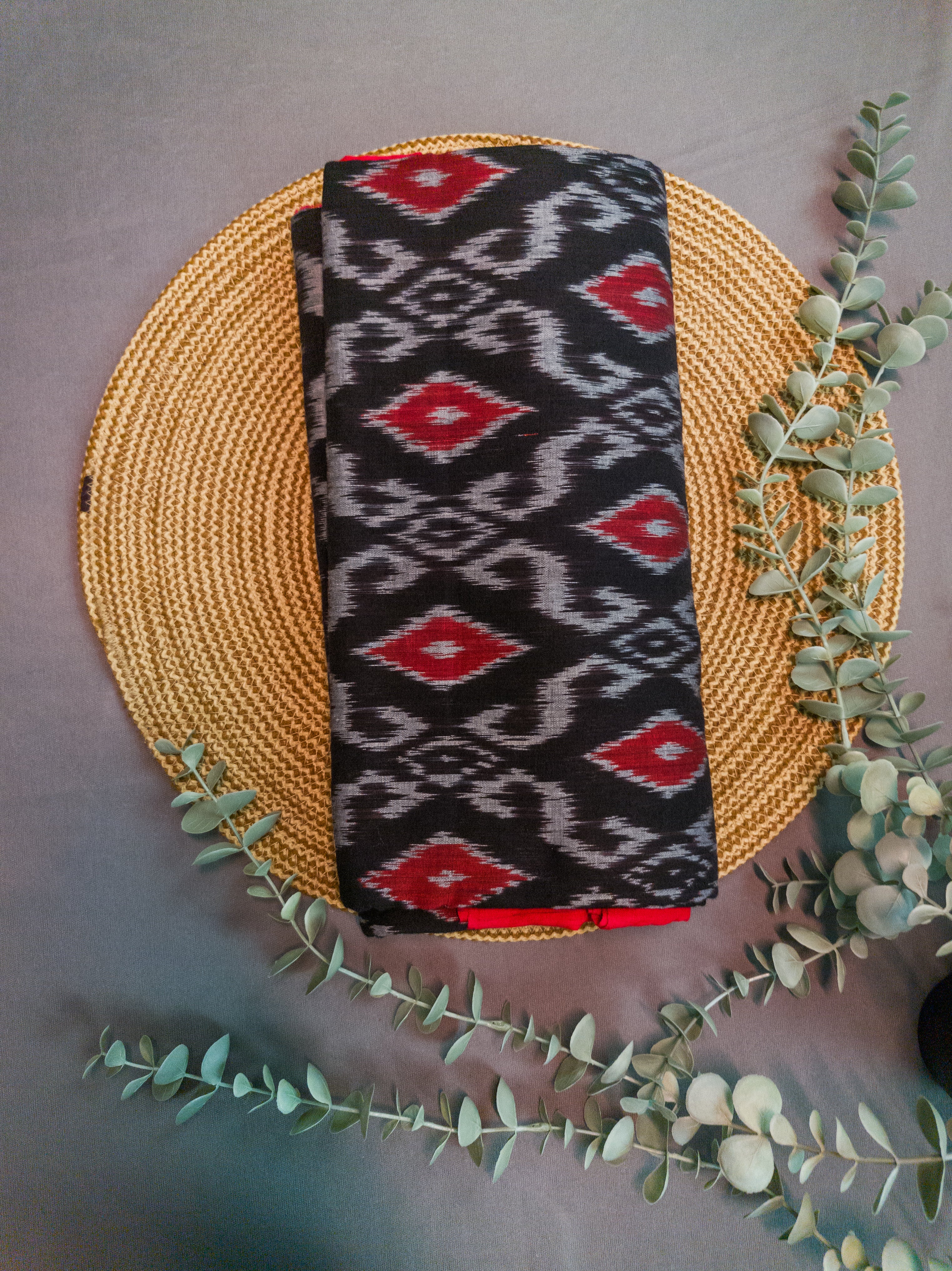 Black Pochampally Cotton Saree