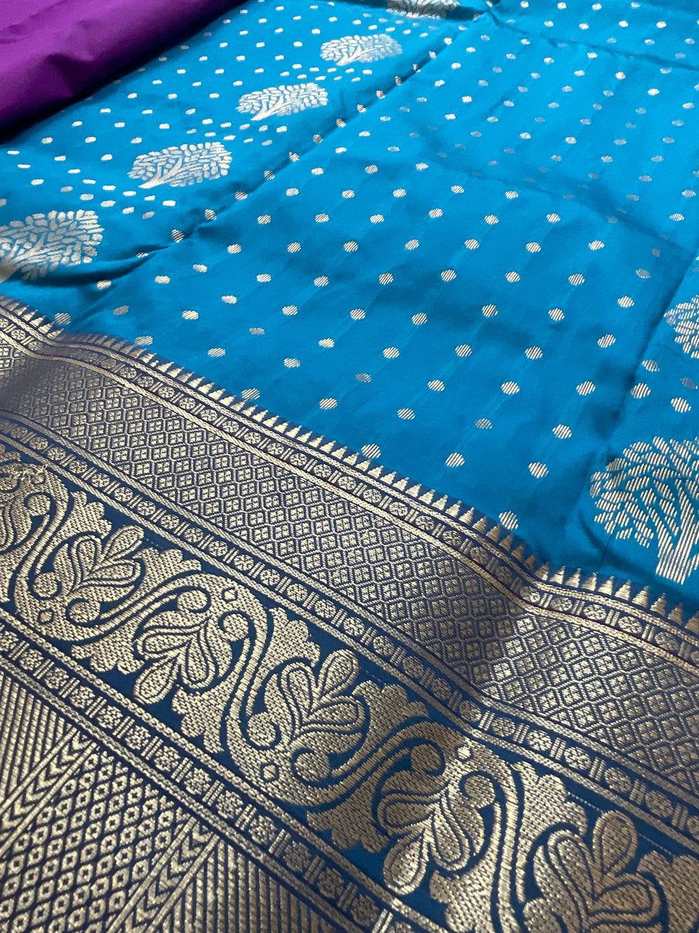 Blue handloom saree for Navaratri day 4