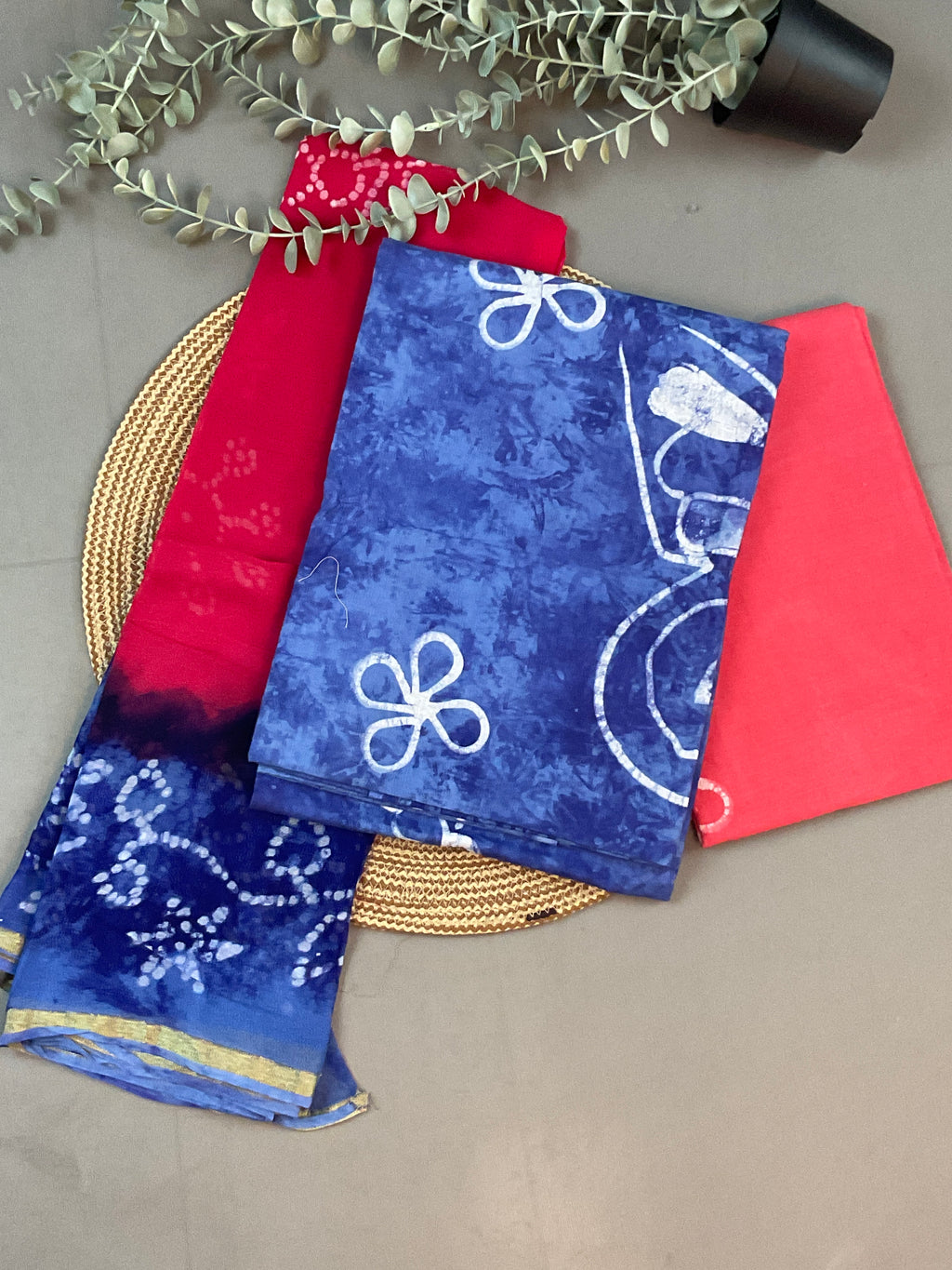 Blue Batik Print Dress Material