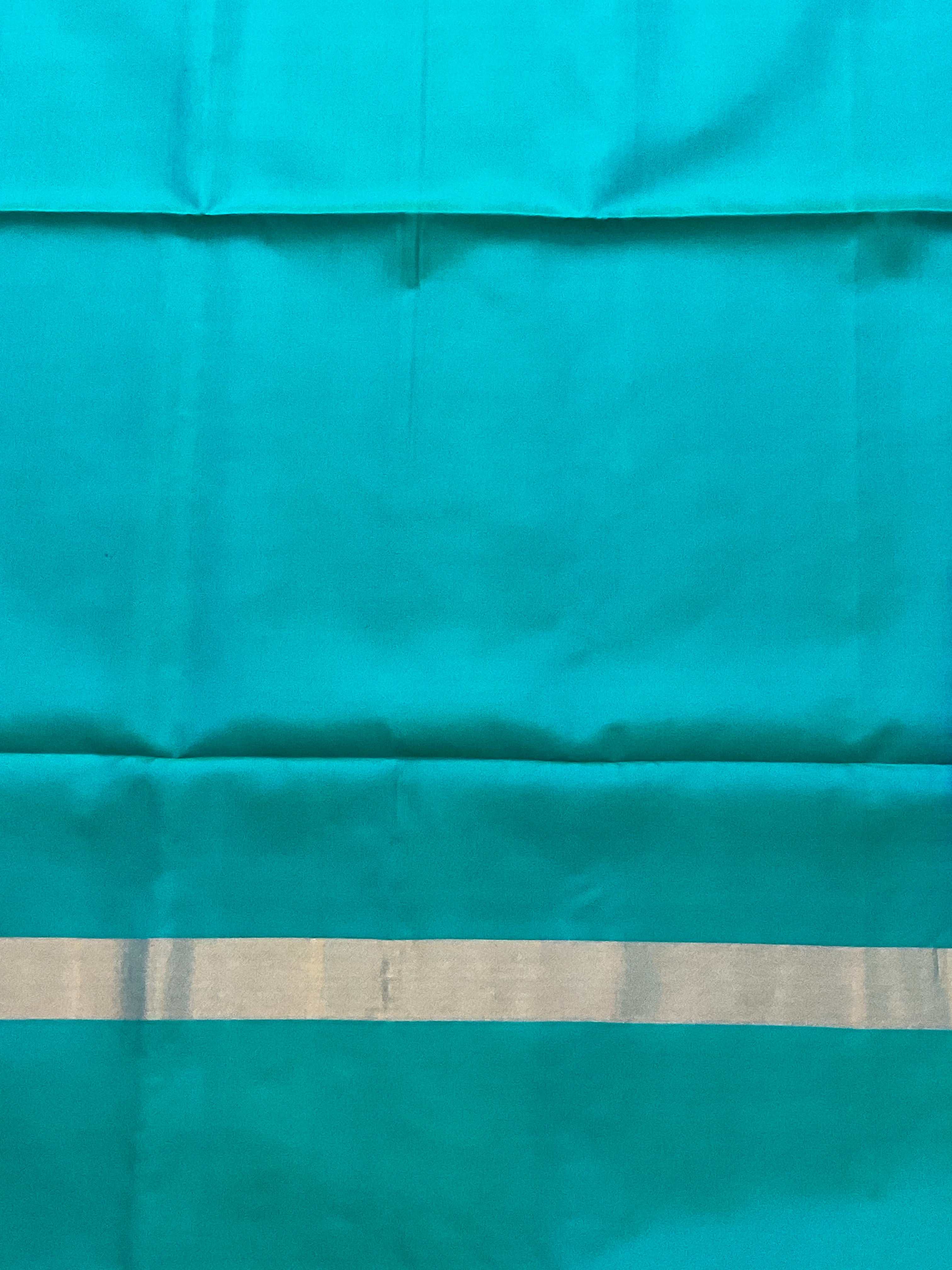 Royal Blue Pochampally Handwoven Ikat Silk Saree with Turquoise Blue-Green Contrast Pallu & Plain Blouse