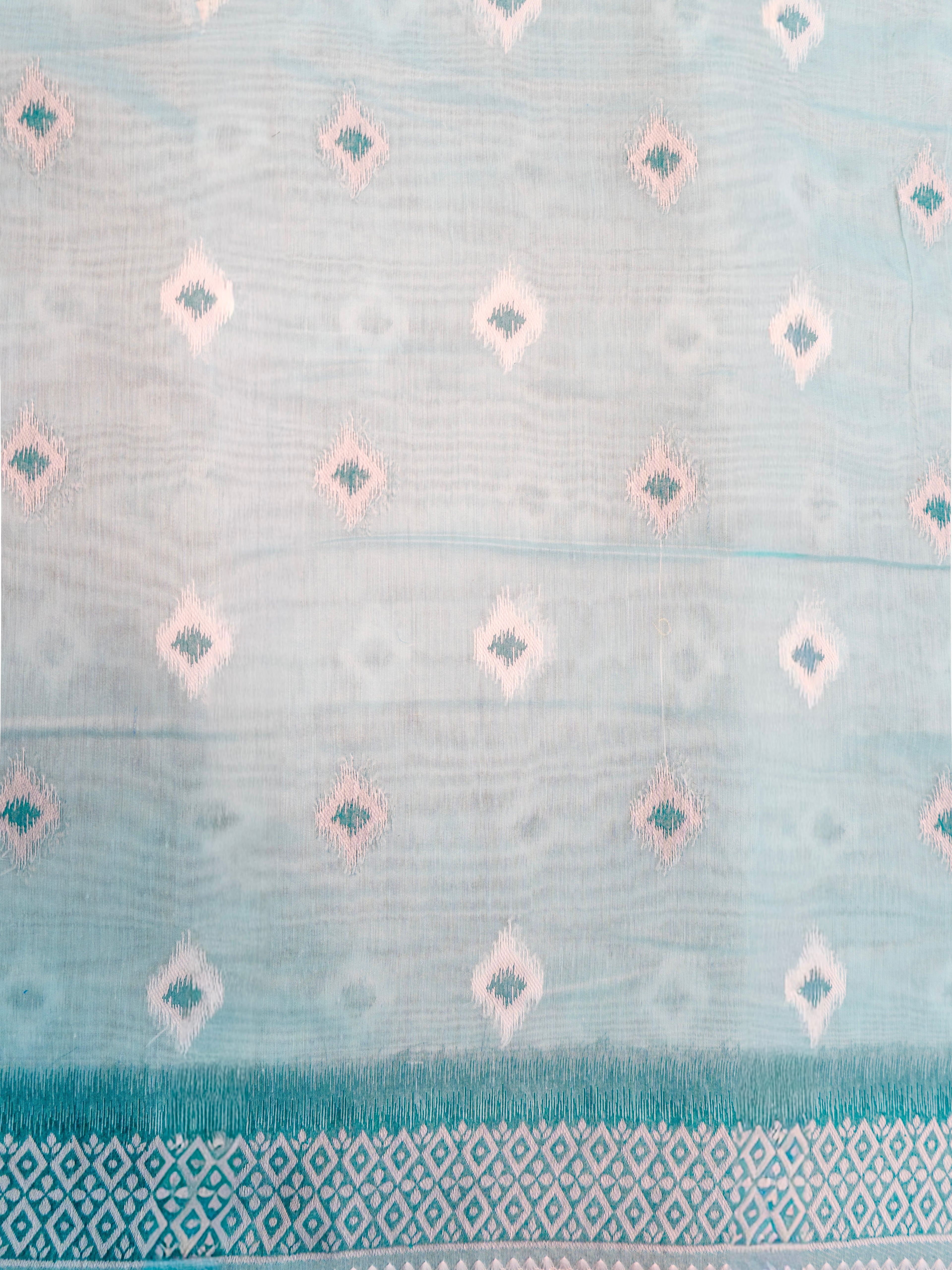 Sky Blue Pochampally Cotton Saree