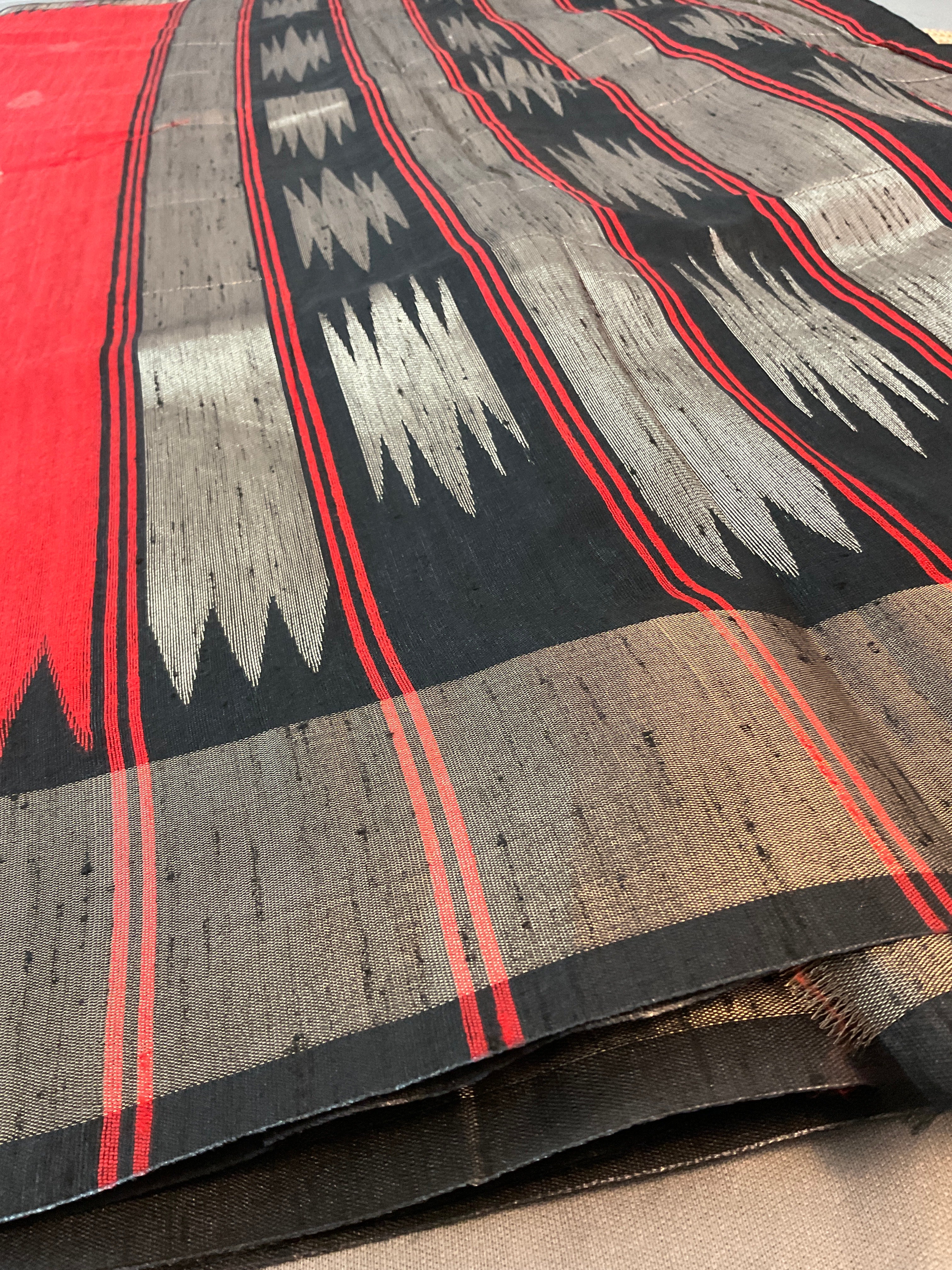 Red Nizami Raw Silk Saree