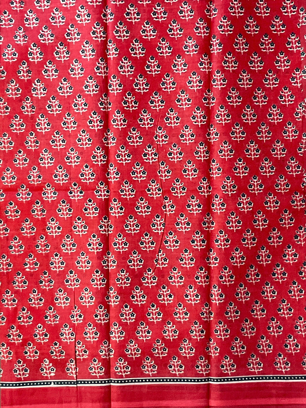 Dusty Blue Floral Printed Cotton Saree with Blouse