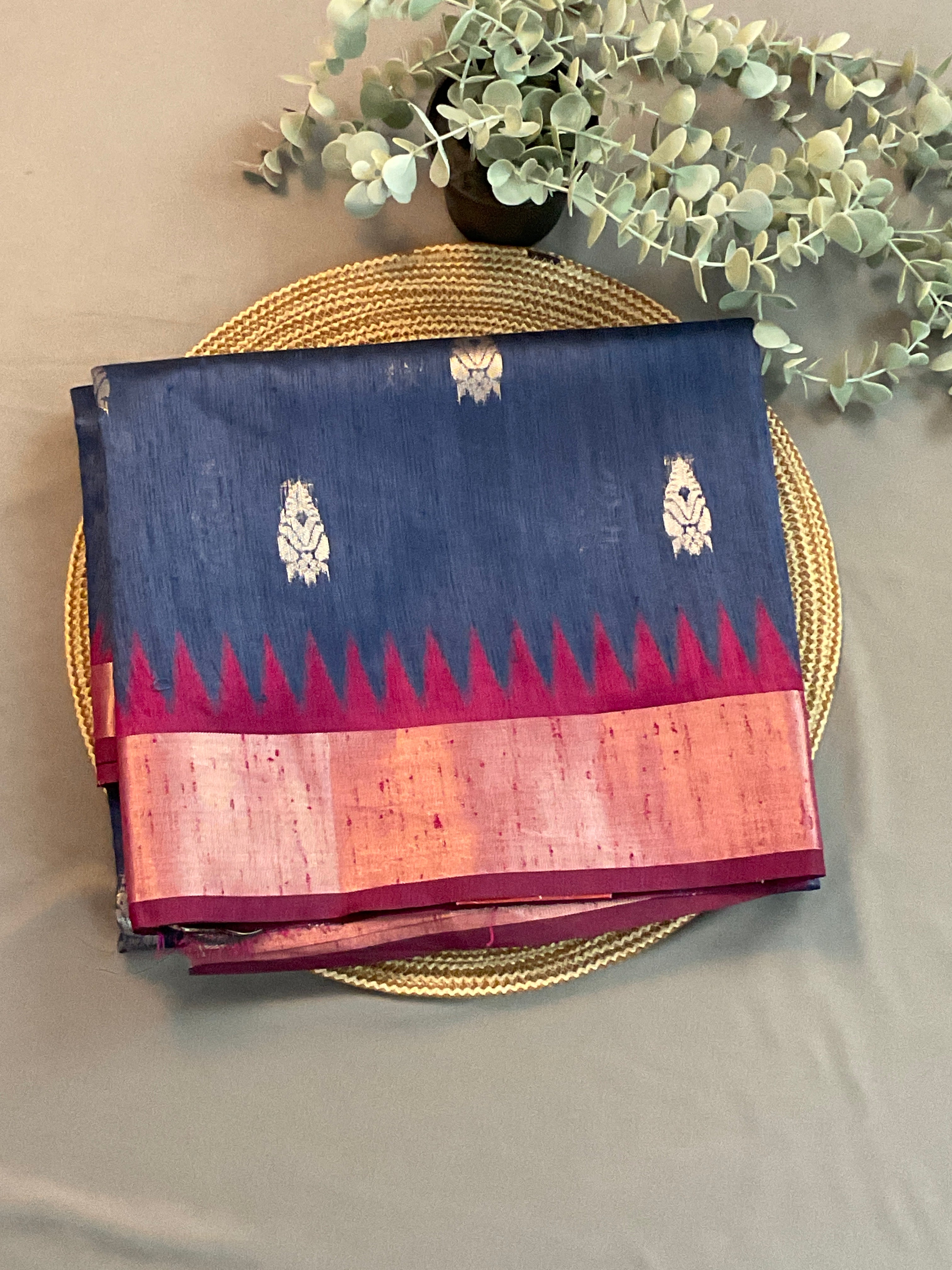 Blue Nizami Raw Silk Saree