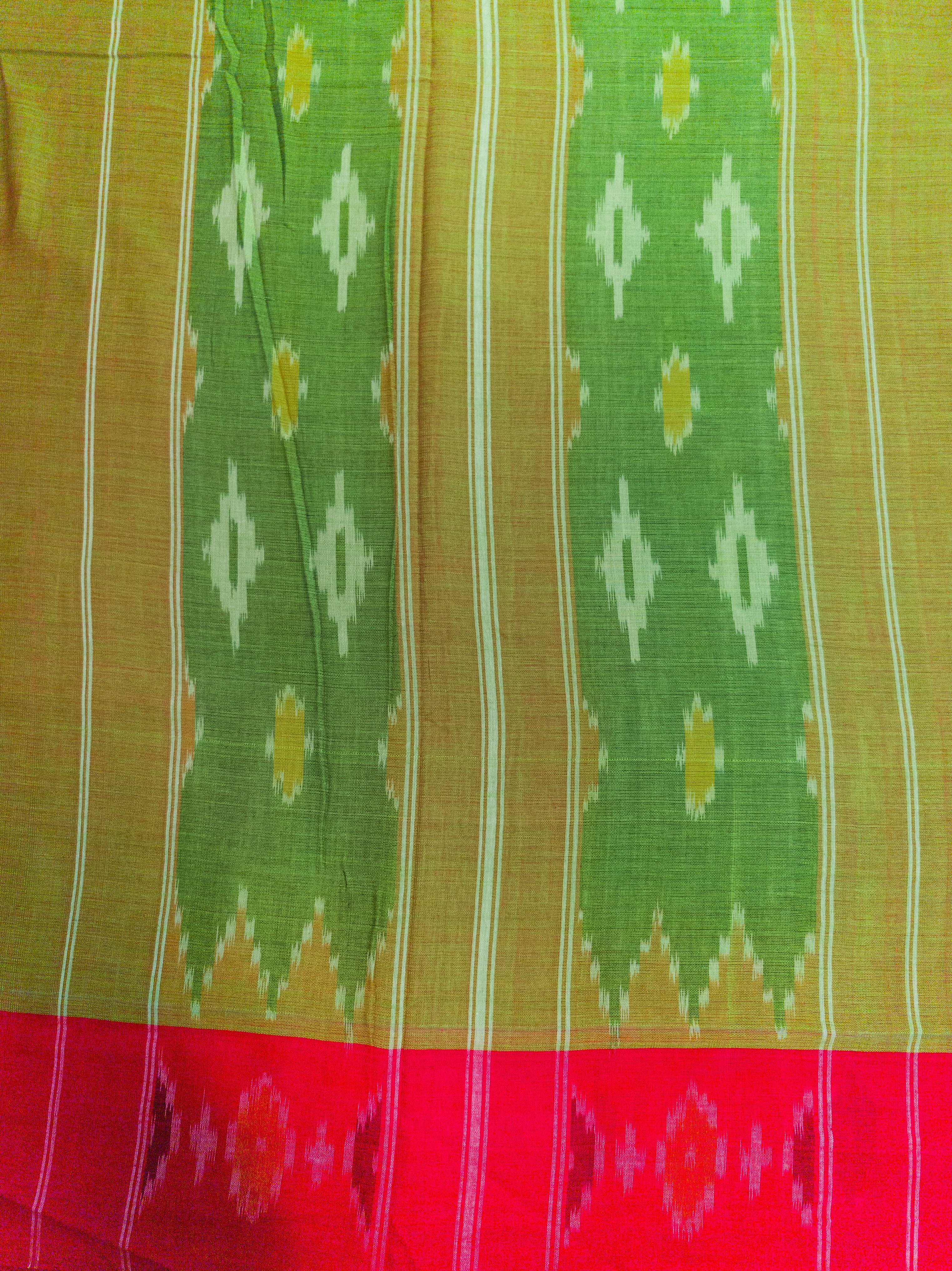 Deep Green Pochampally Cotton Saree