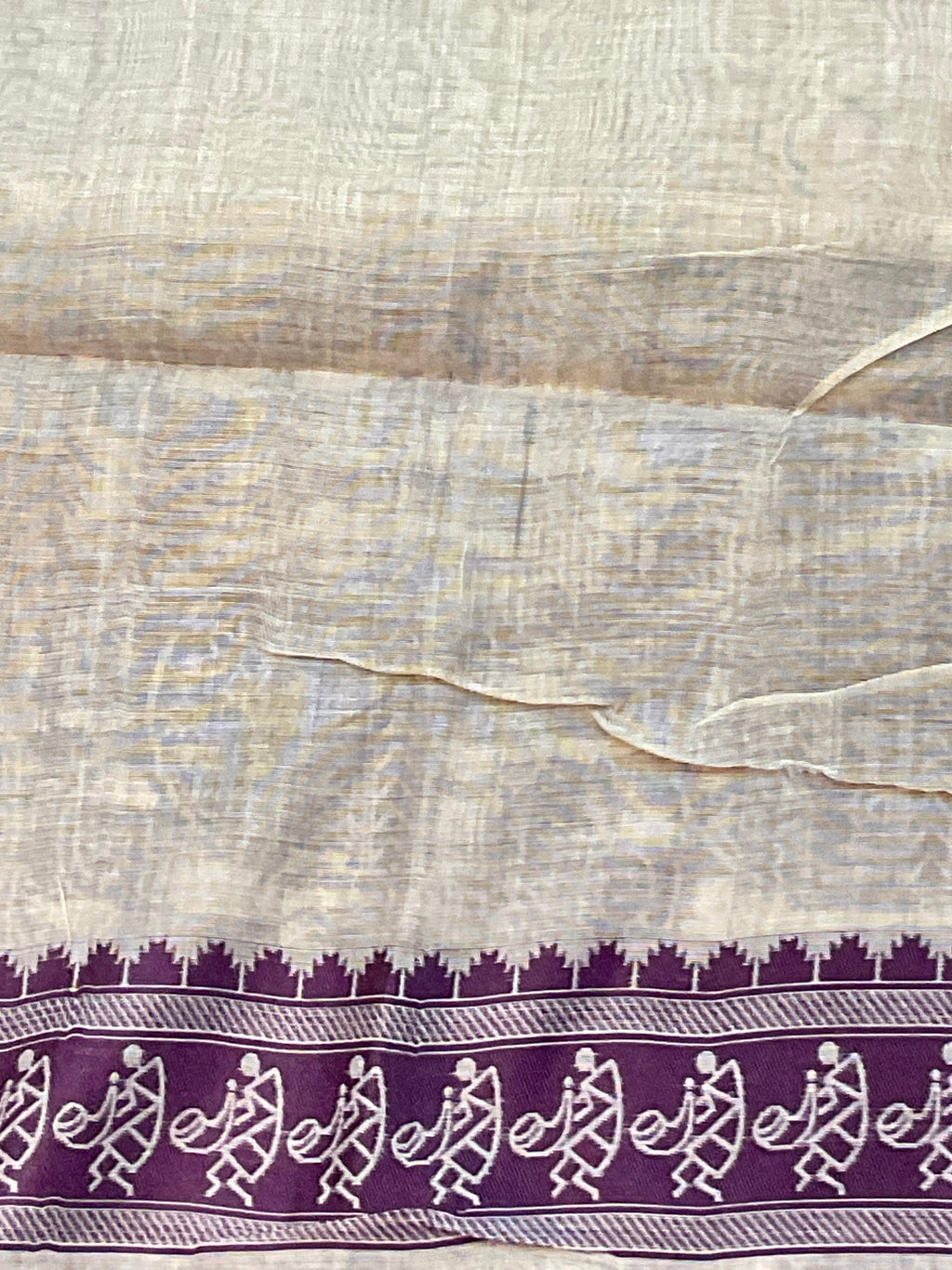 Purple Kalamkari Cotton-Linen Saree